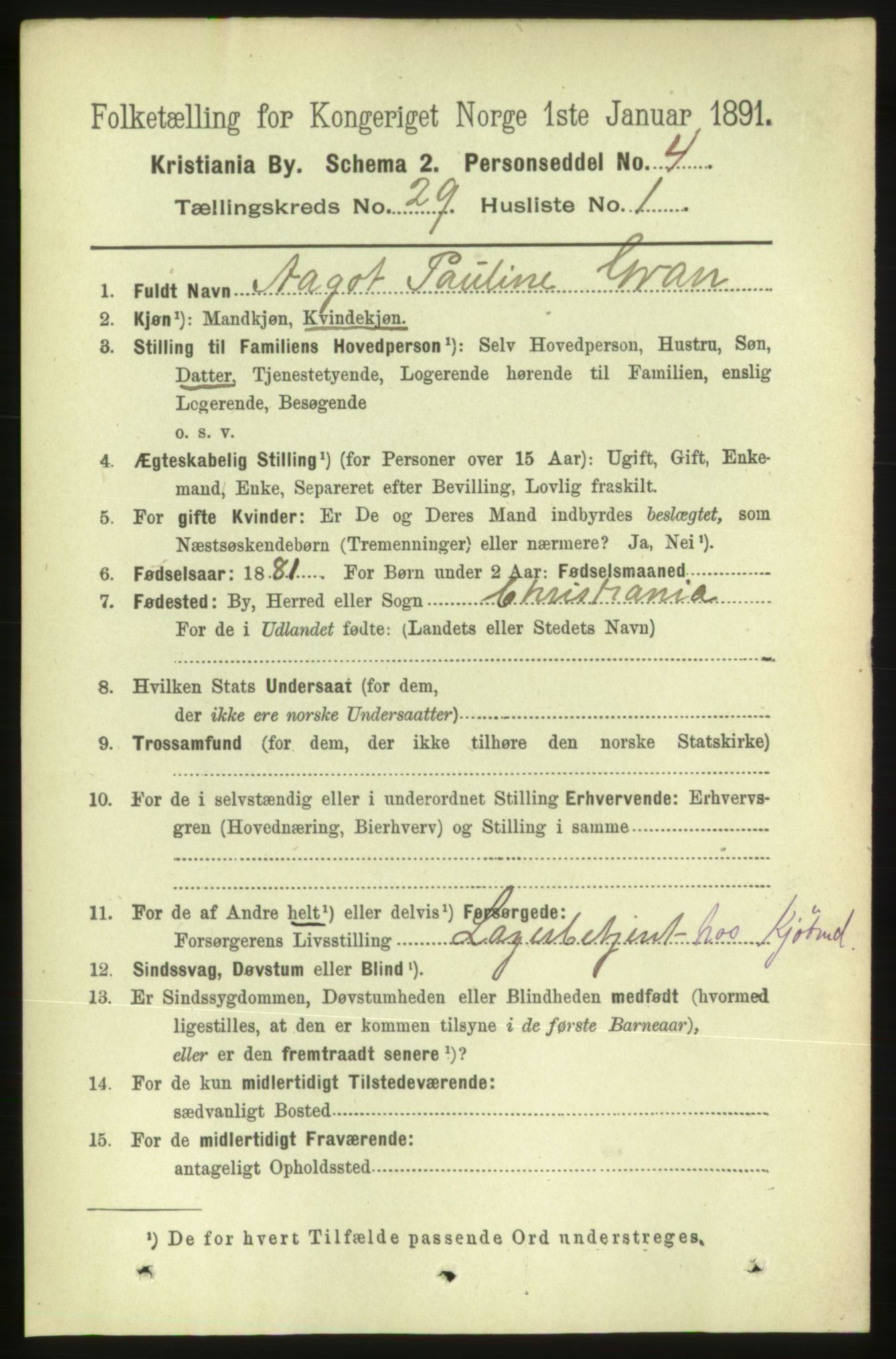 RA, 1891 census for 0301 Kristiania, 1891, p. 14888