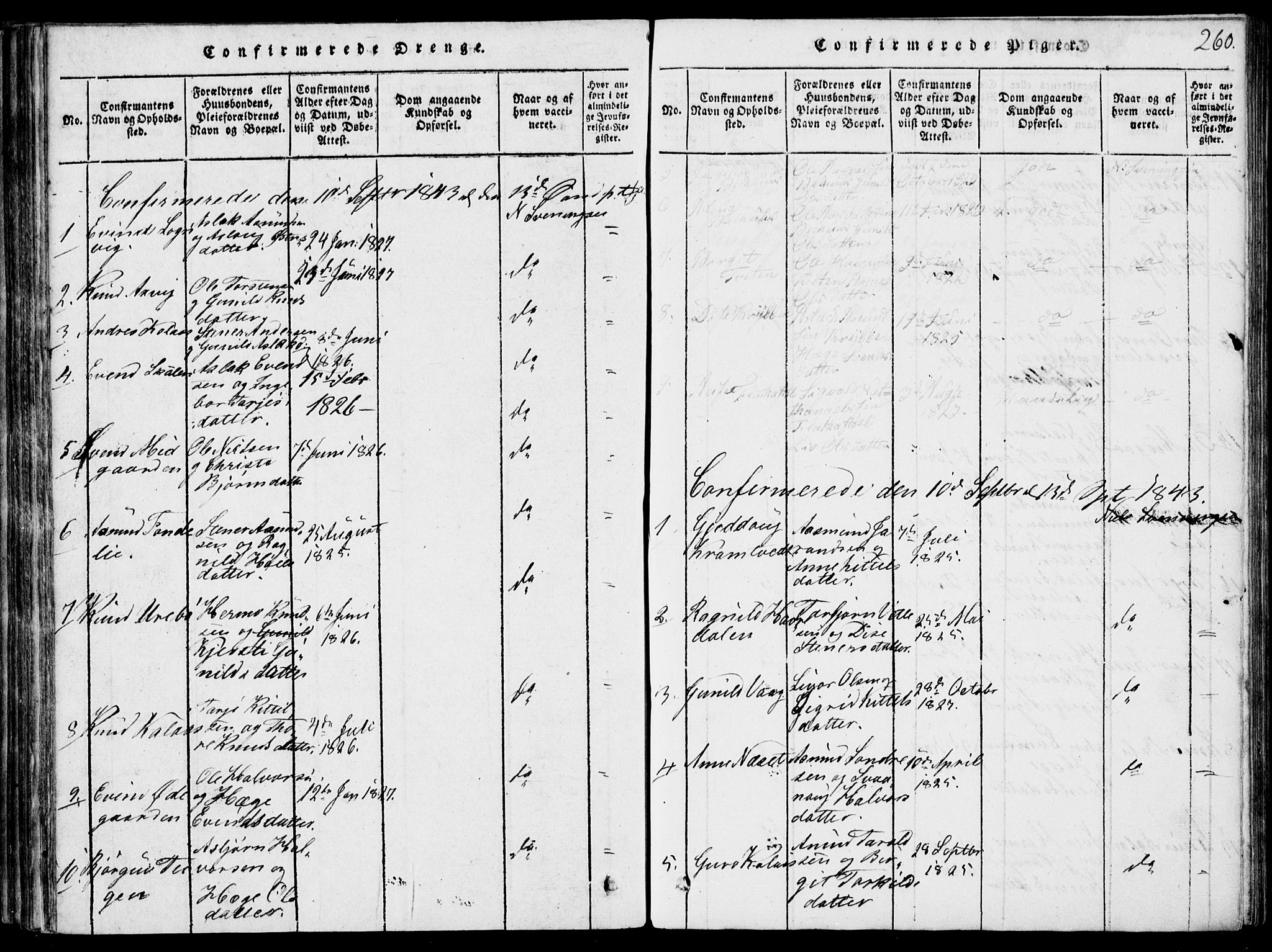 Rauland kirkebøker, AV/SAKO-A-292/G/Ga/L0001: Parish register (copy) no. I 1, 1814-1843, p. 260