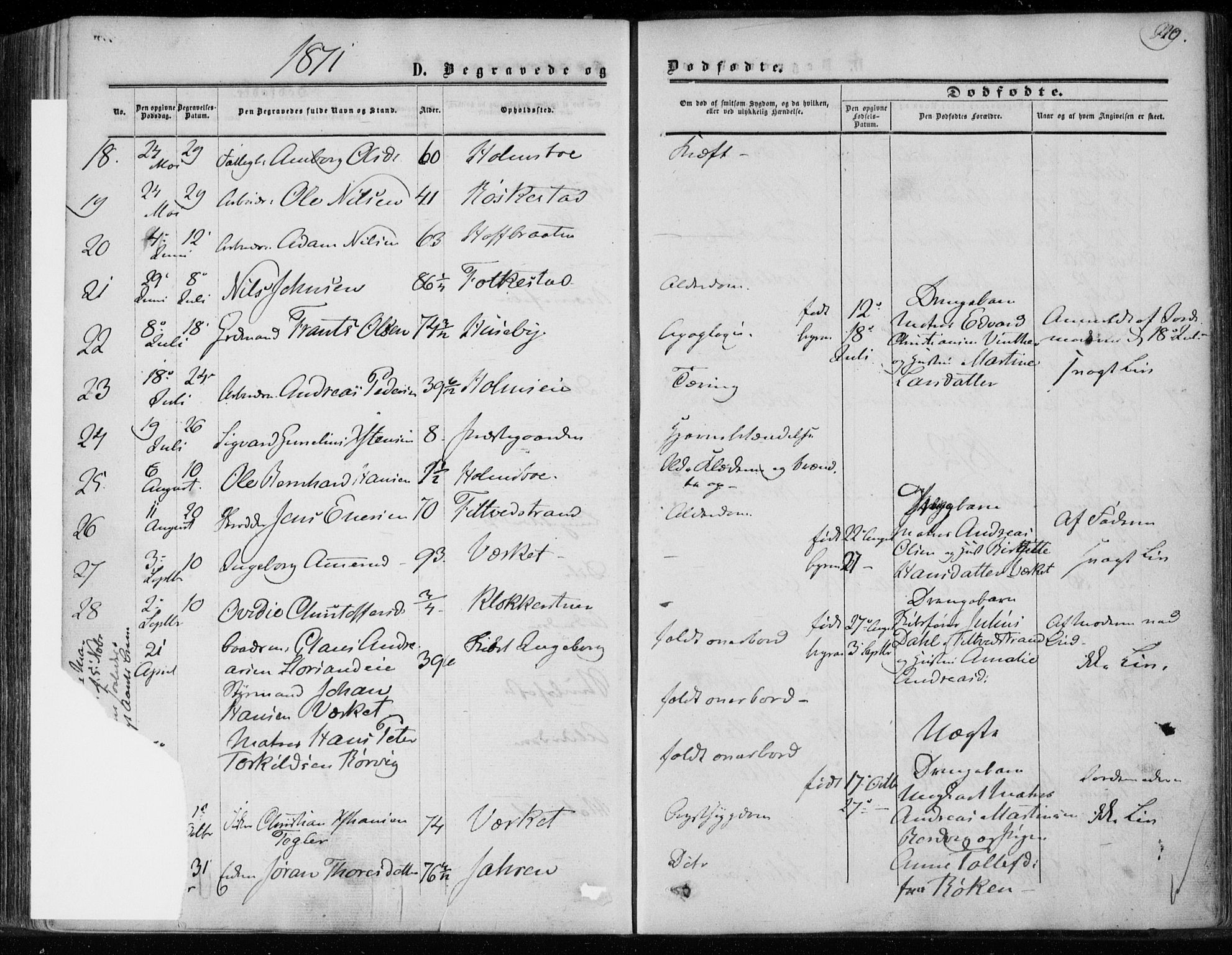 Hurum kirkebøker, SAKO/A-229/F/Fa/L0012: Parish register (official) no. 12, 1861-1875, p. 220