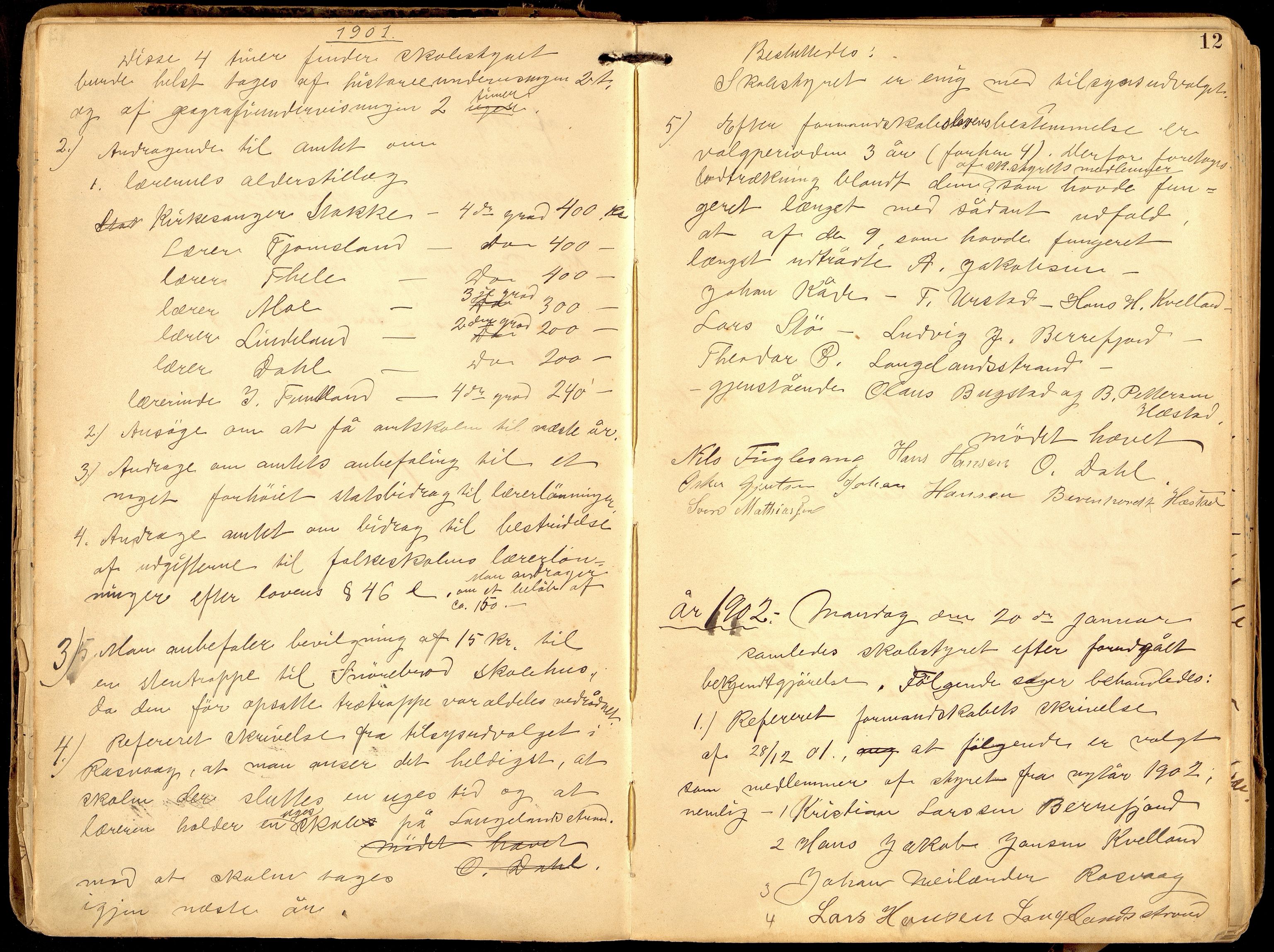 Hidra kommune - Skolestyret, ARKSOR/1004HI510/A/L0002: Møtebok, 1900-1932, p. 11b-12a
