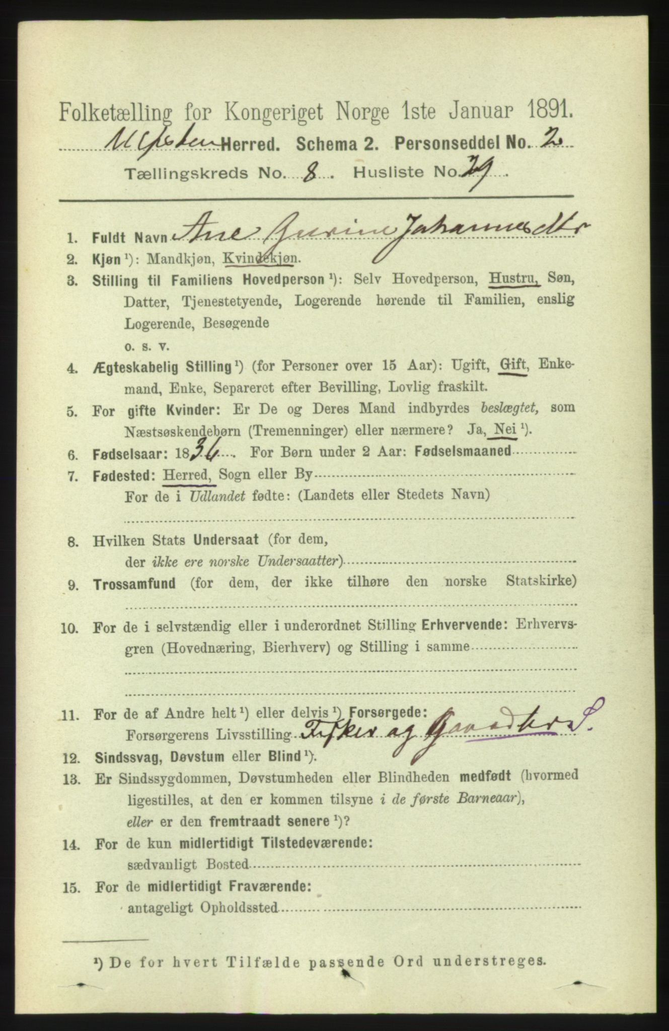 RA, 1891 census for 1516 Ulstein, 1891, p. 2697