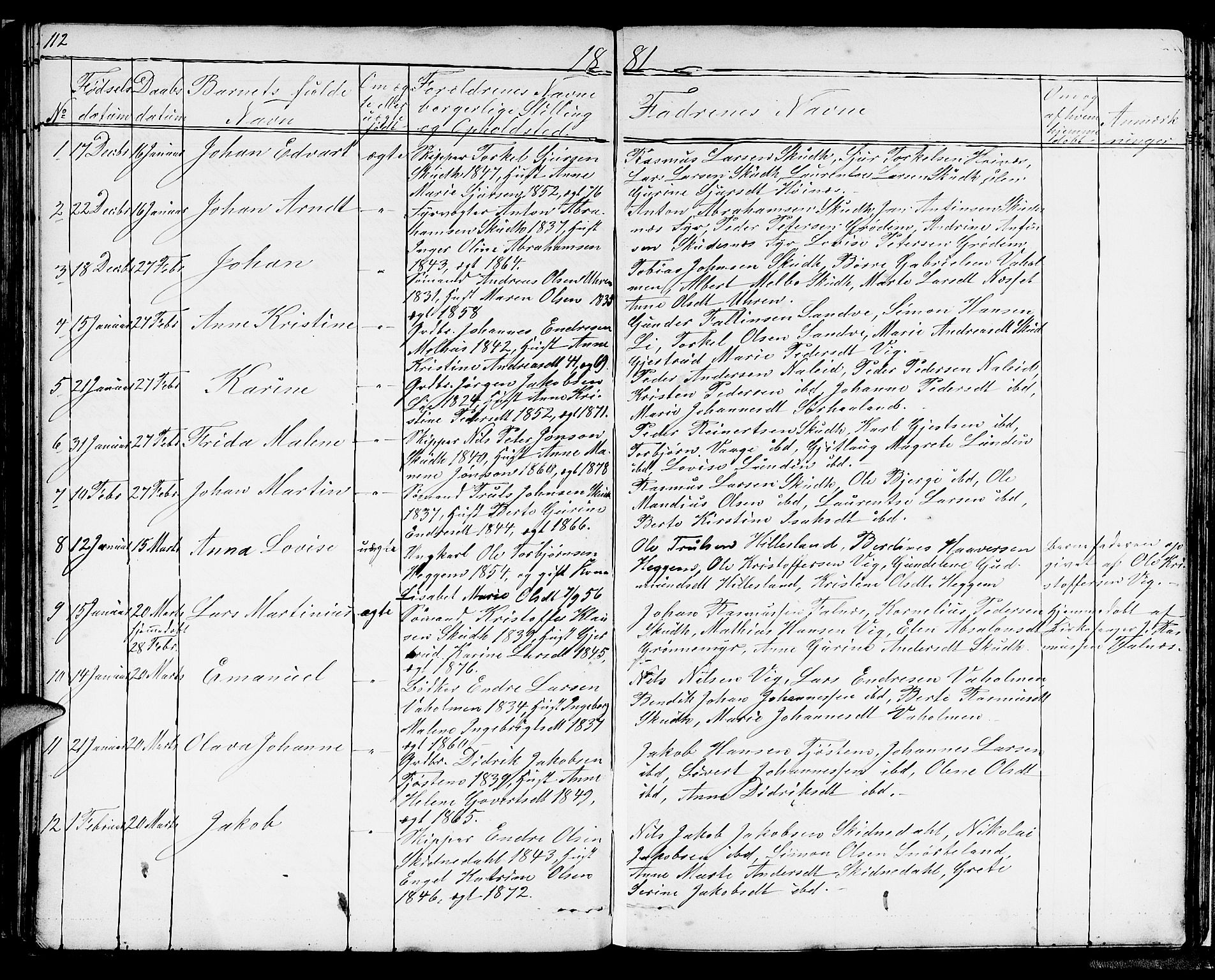 Skudenes sokneprestkontor, SAST/A -101849/H/Ha/Hab/L0004: Parish register (copy) no. B 4, 1865-1884, p. 112