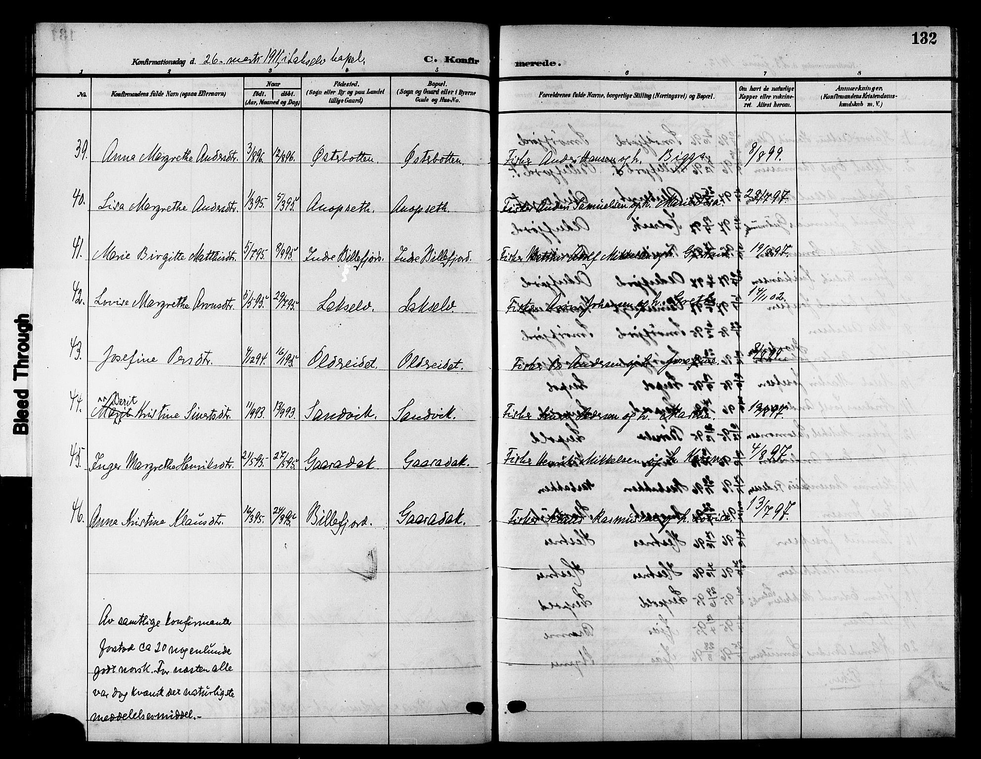 Kistrand/Porsanger sokneprestembete, AV/SATØ-S-1351/H/Hb/L0006.klokk: Parish register (copy) no. 6, 1905-1917, p. 132