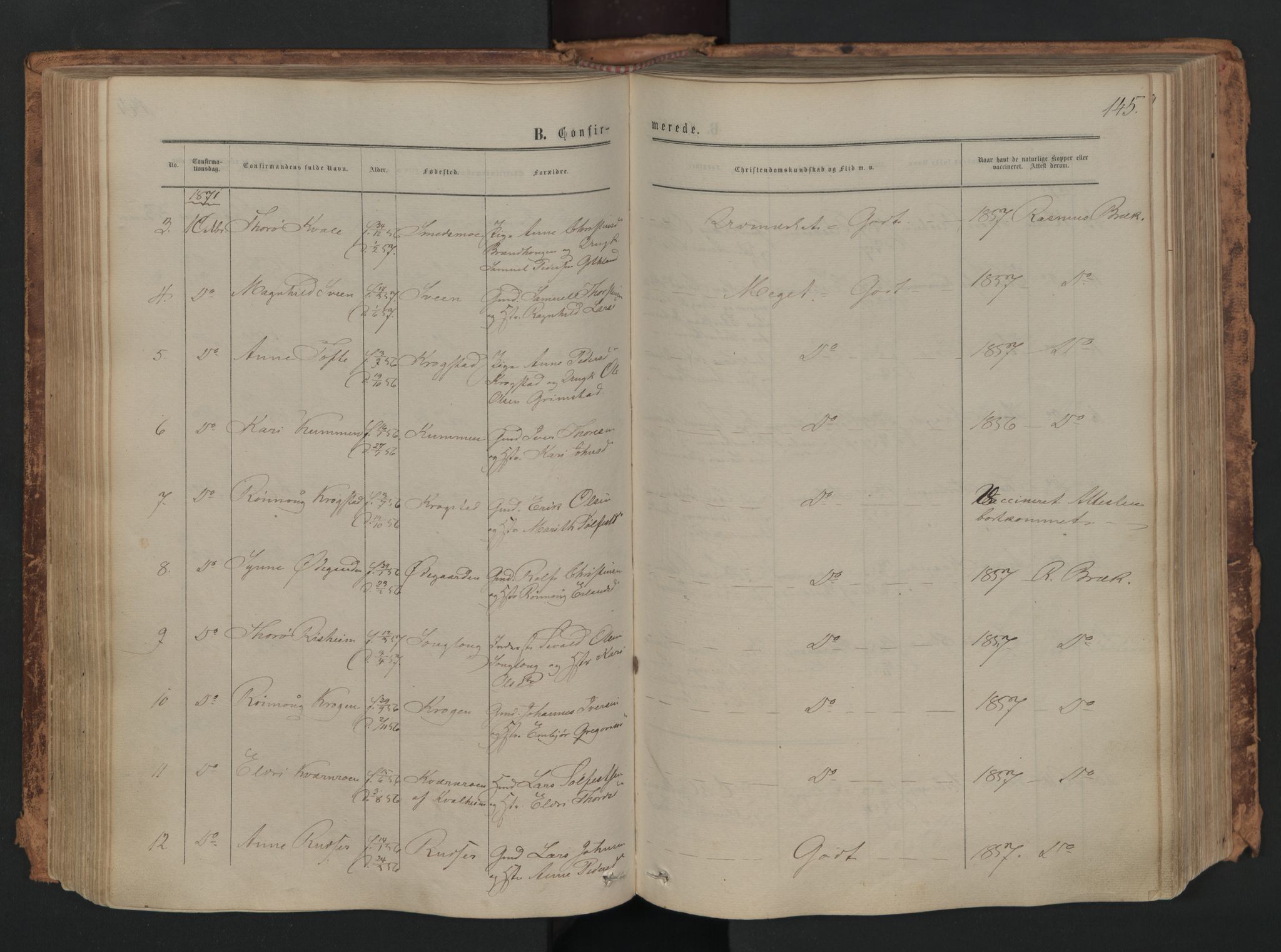 Skjåk prestekontor, AV/SAH-PREST-072/H/Ha/Haa/L0001: Parish register (official) no. 1, 1863-1879, p. 145