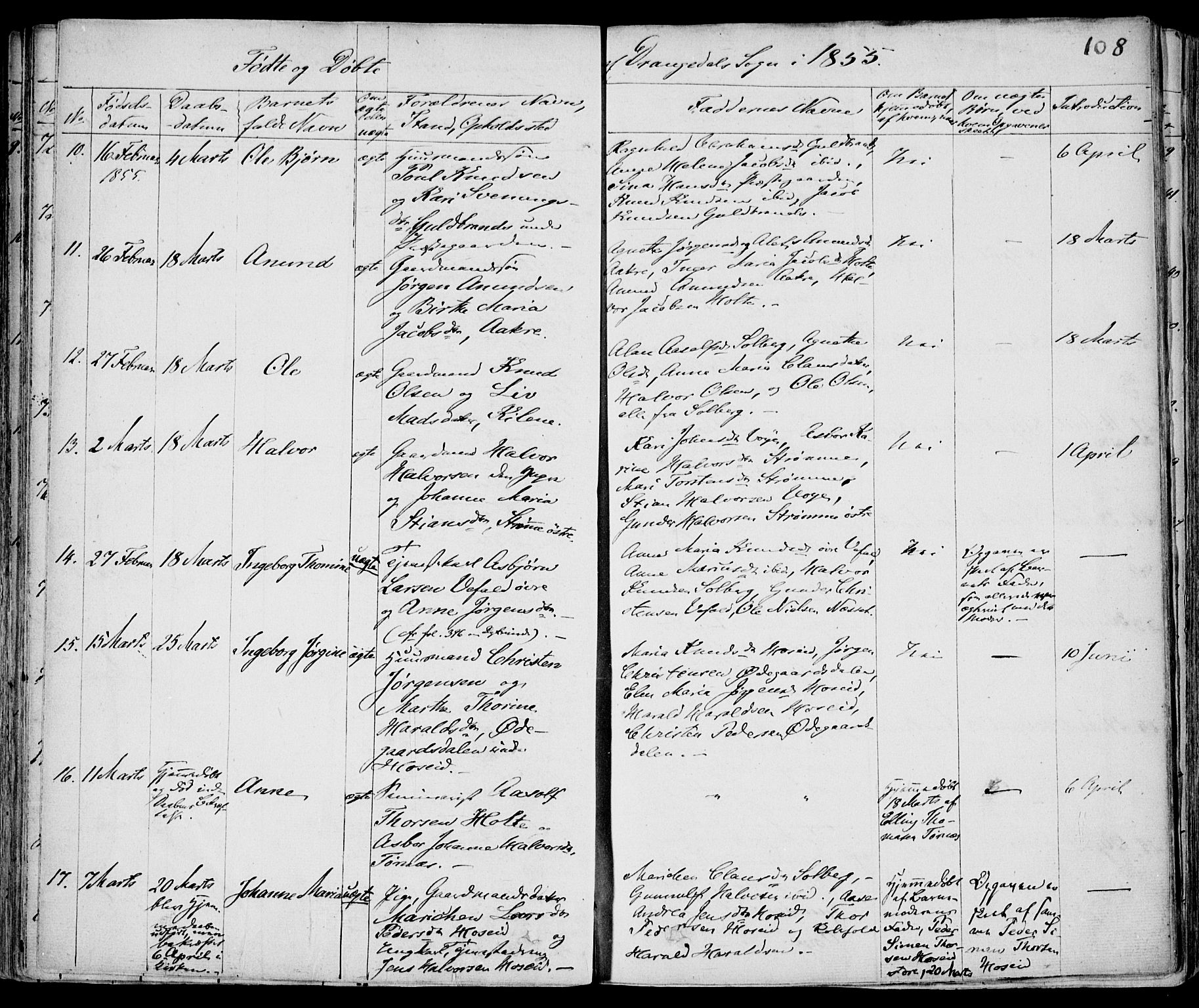 Drangedal kirkebøker, AV/SAKO-A-258/F/Fa/L0007a: Parish register (official) no. 7a, 1837-1856, p. 108