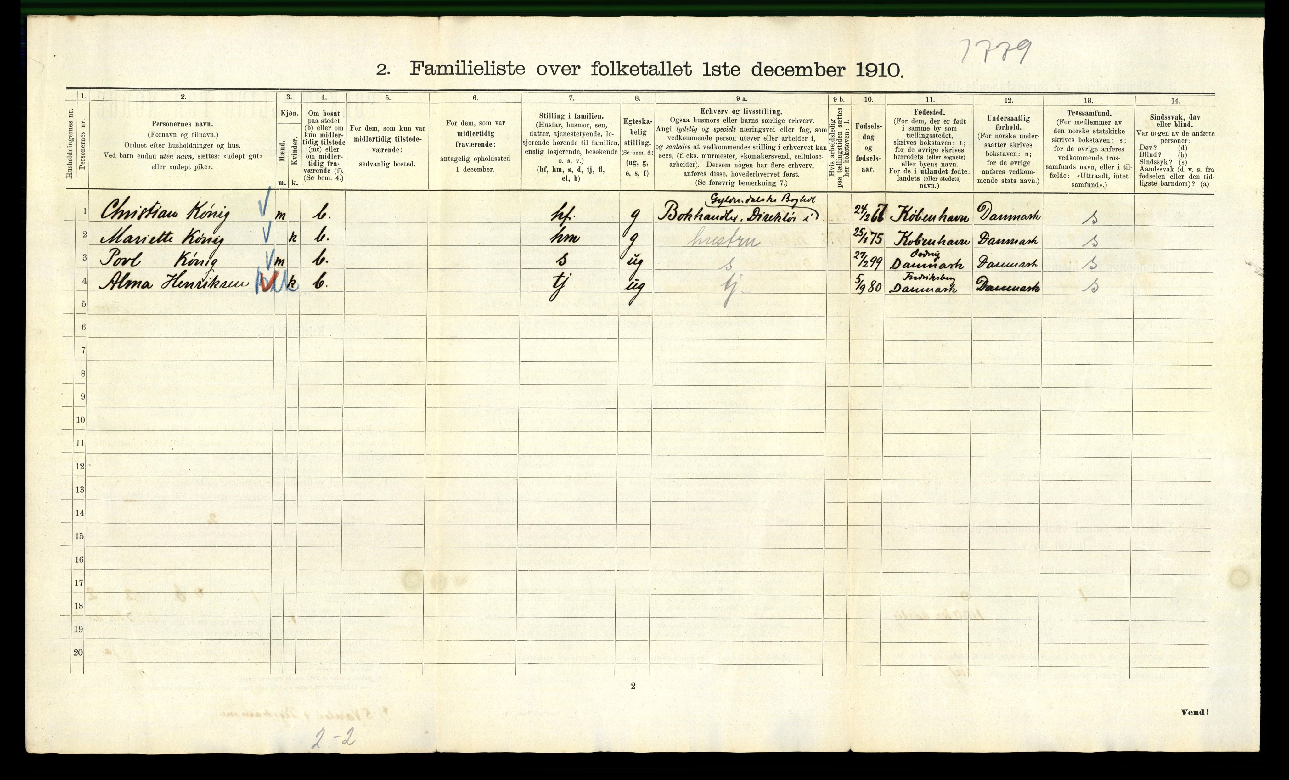 RA, 1910 census for Kristiania, 1910, p. 95234