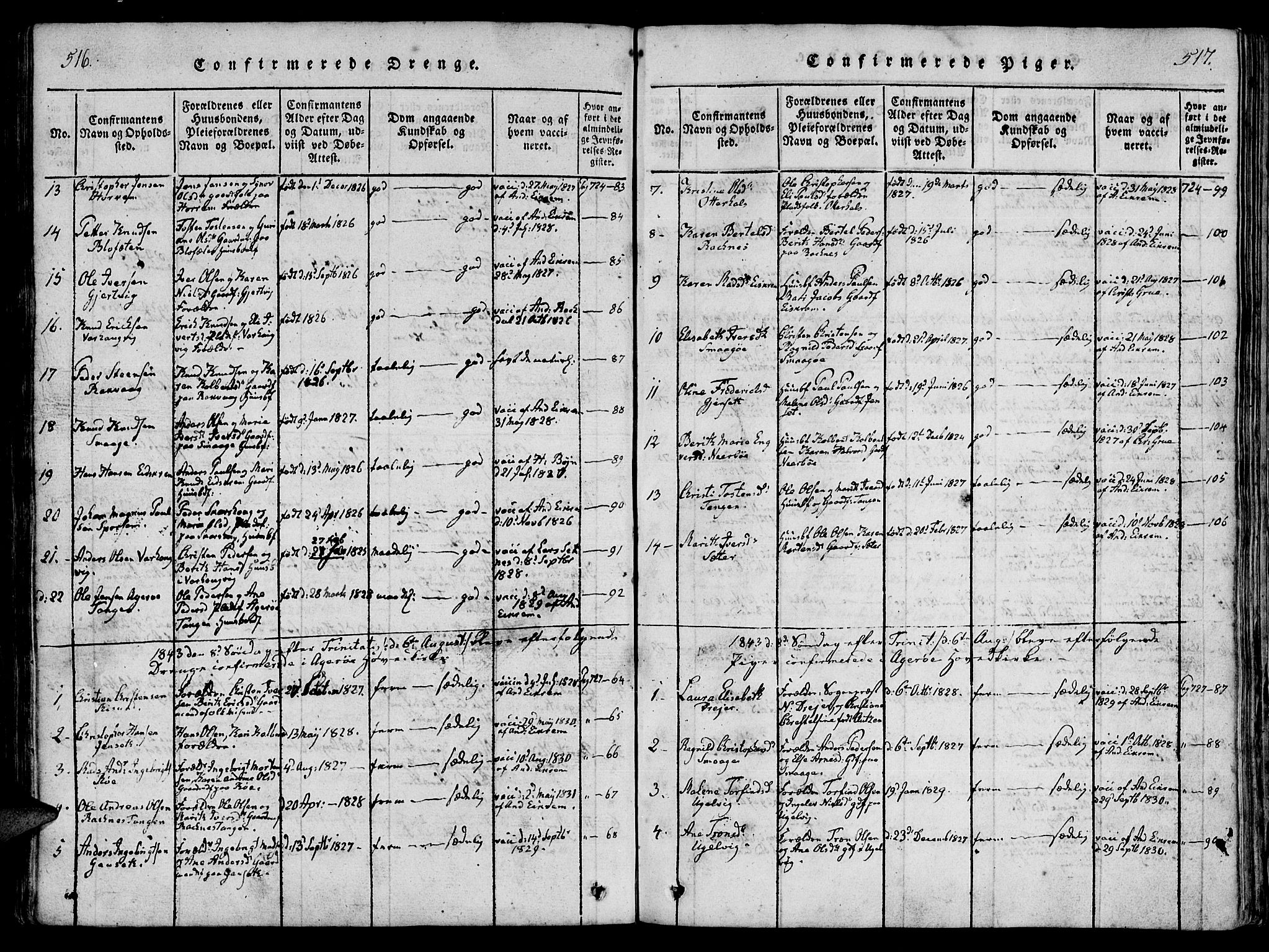 Ministerialprotokoller, klokkerbøker og fødselsregistre - Møre og Romsdal, SAT/A-1454/560/L0718: Parish register (official) no. 560A02, 1817-1844, p. 516-517