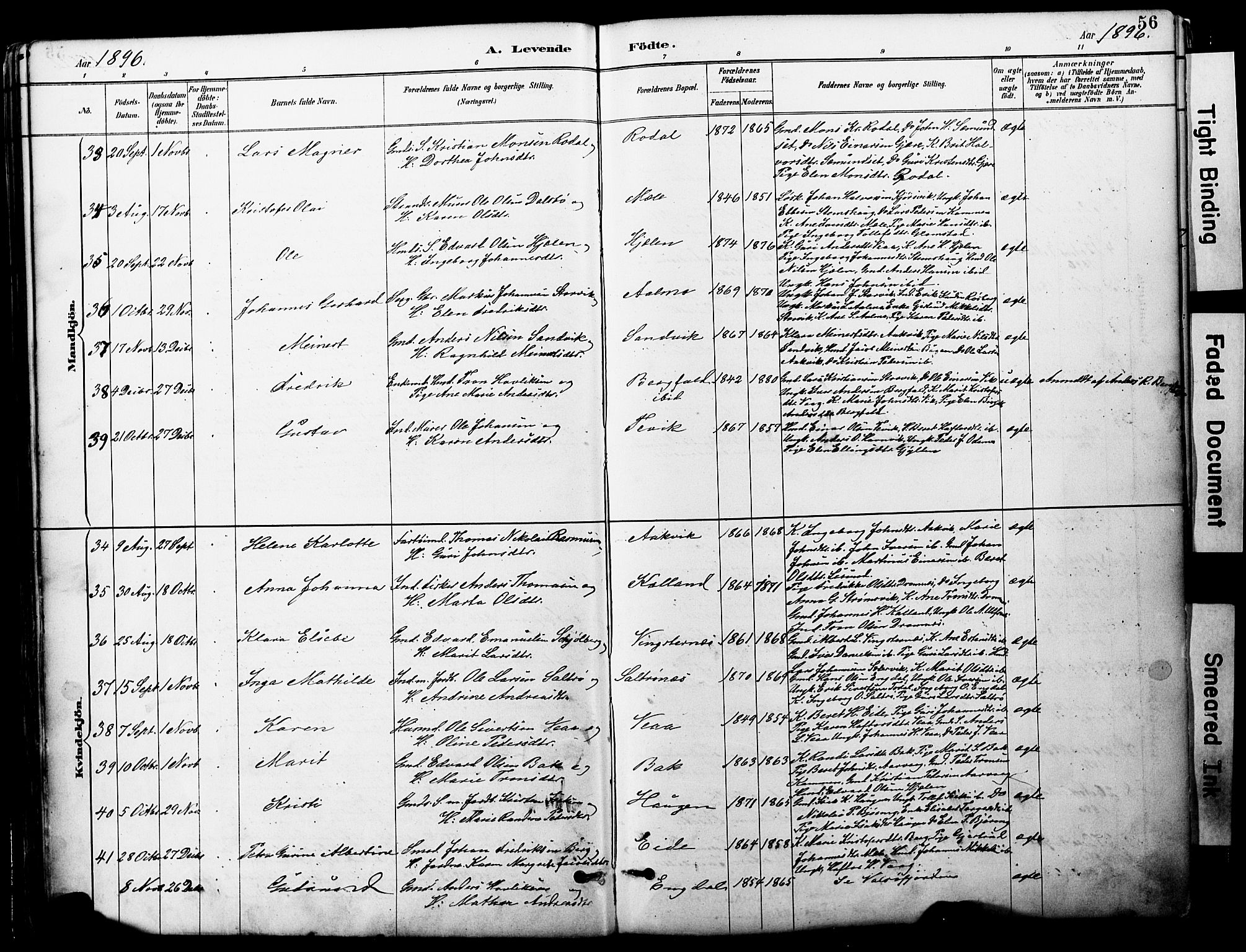 Ministerialprotokoller, klokkerbøker og fødselsregistre - Møre og Romsdal, AV/SAT-A-1454/578/L0907: Parish register (official) no. 578A06, 1887-1904, p. 56