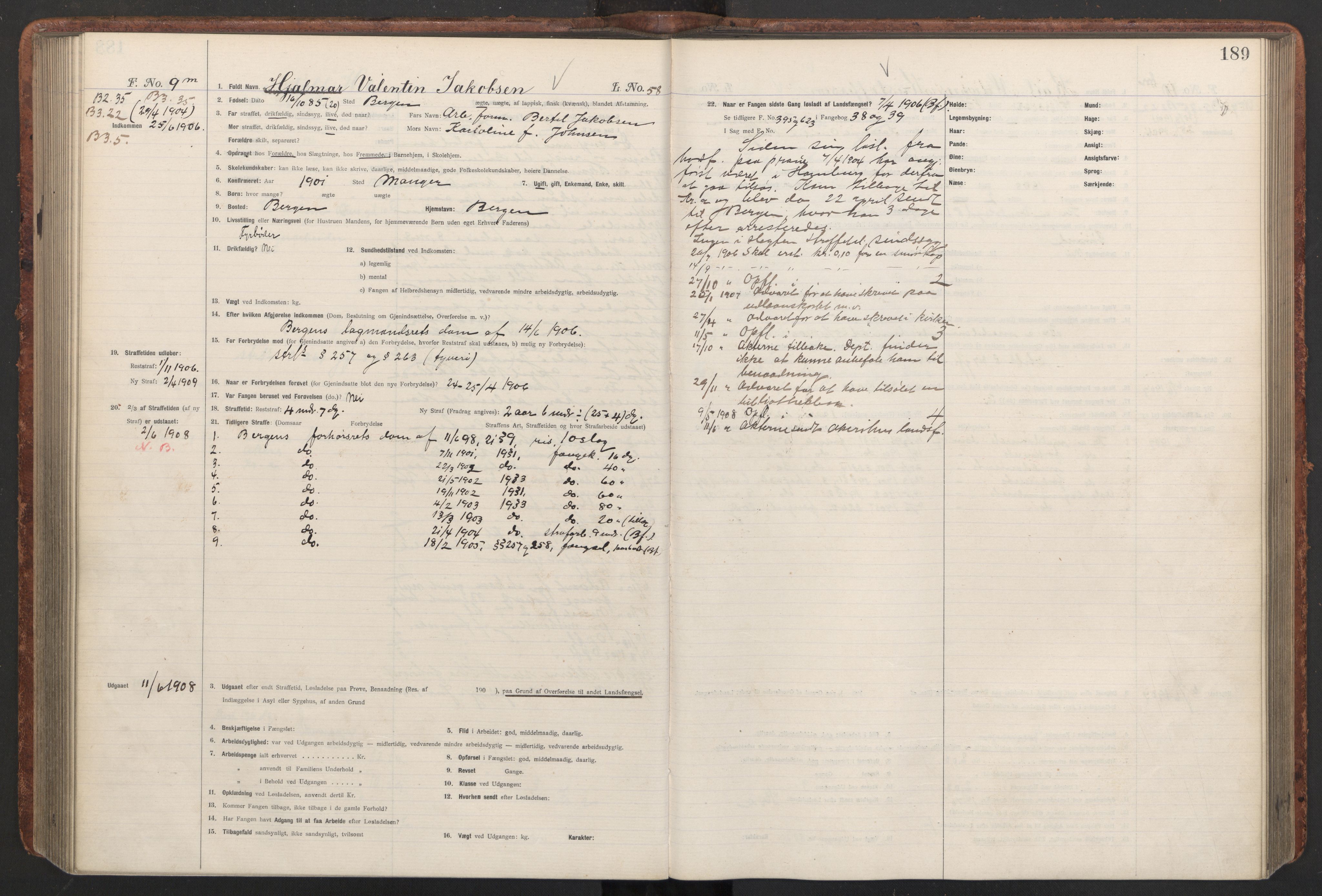 Botsfengslet, AV/RA-S-1539/D/Db/Dbb/L0040: 821l - 171m, 1905-1907, p. 189