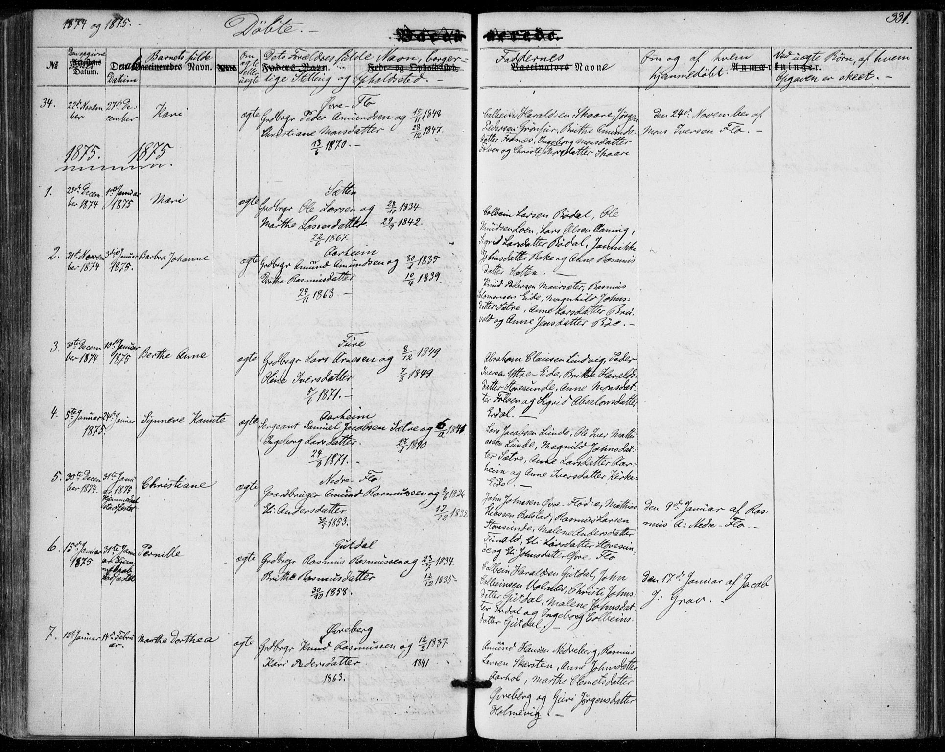 Stryn Sokneprestembete, SAB/A-82501: Parish register (official) no. A 3, 1862-1877, p. 331
