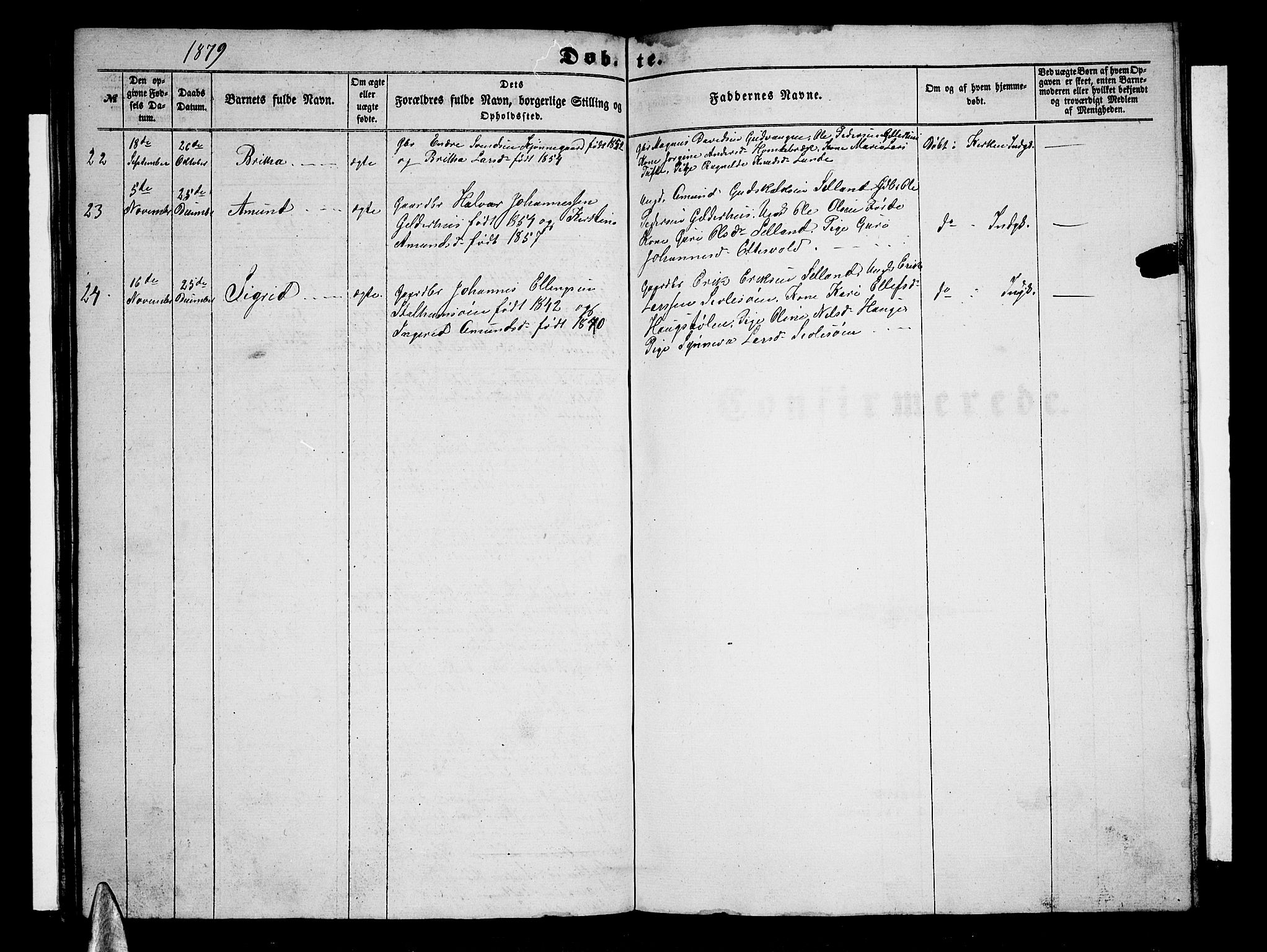 Vossestrand Sokneprestembete, SAB/A-79101/H/Hab: Parish register (copy) no. A 1, 1855-1879