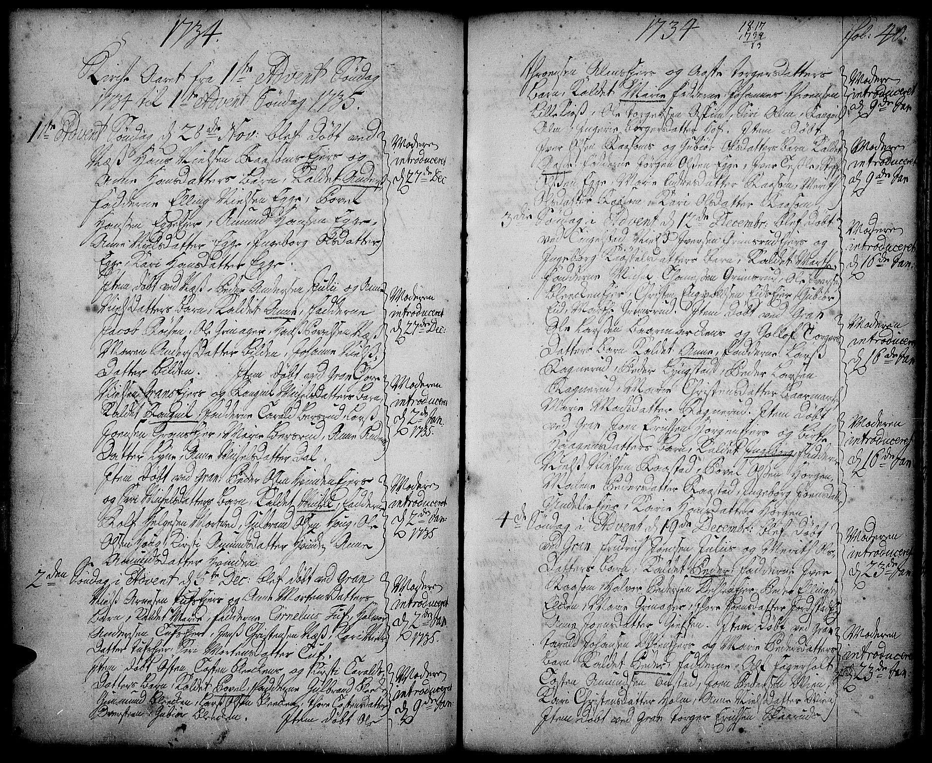 Gran prestekontor, SAH/PREST-112/H/Ha/Haa/L0002: Parish register (official) no. 2, 1732-1744, p. 40