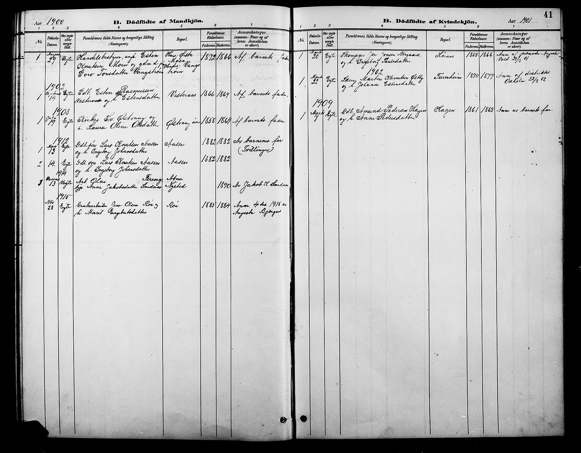 Tolga prestekontor, SAH/PREST-062/L/L0010: Parish register (copy) no. 10, 1894-1918, p. 41