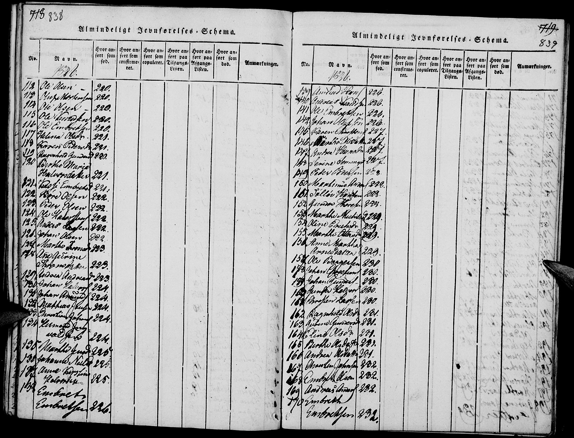 Elverum prestekontor, AV/SAH-PREST-044/H/Ha/Haa/L0007: Parish register (official) no. 7, 1815-1830, p. 838-839