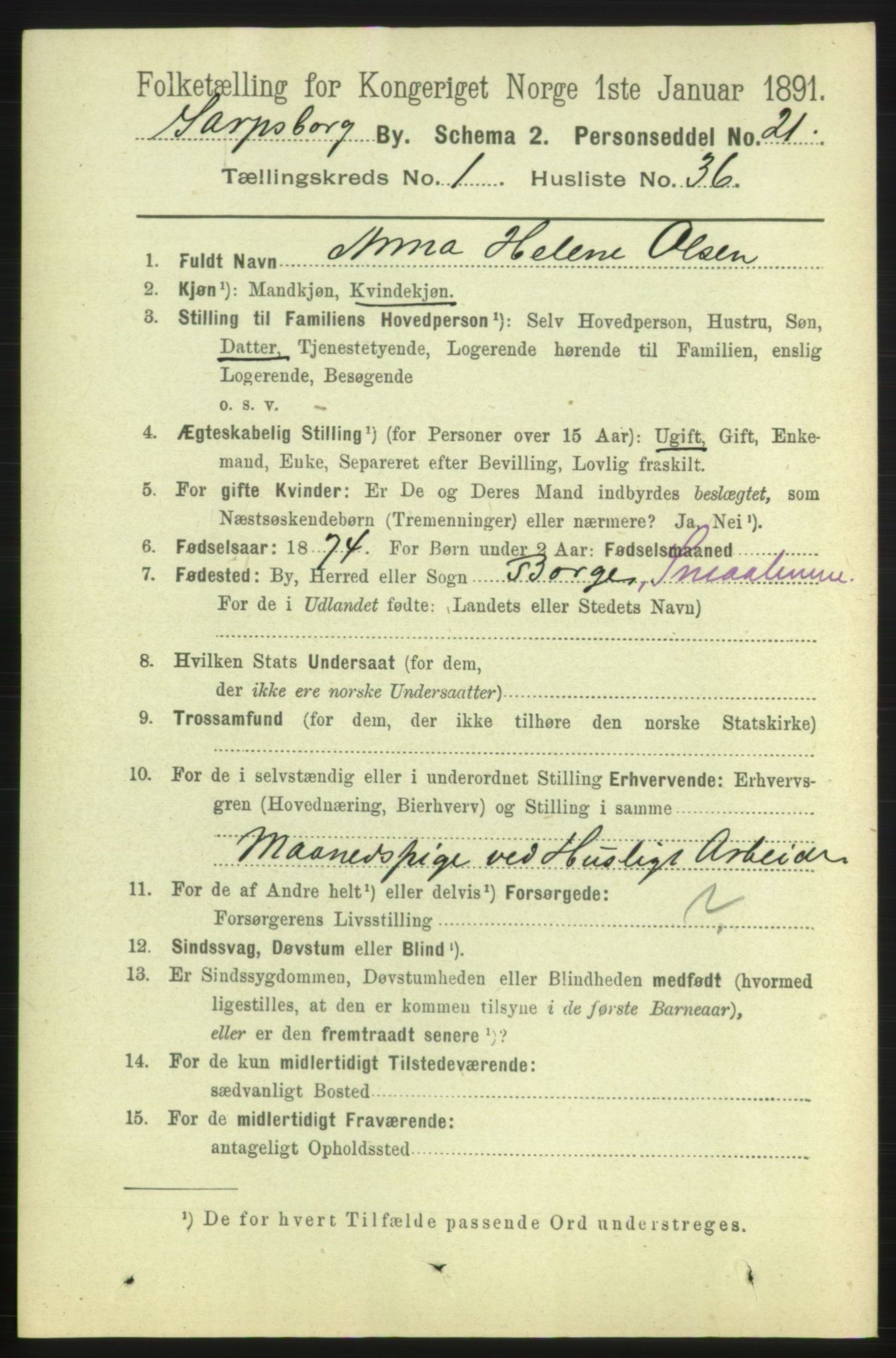 RA, 1891 census for 0102 Sarpsborg, 1891, p. 544