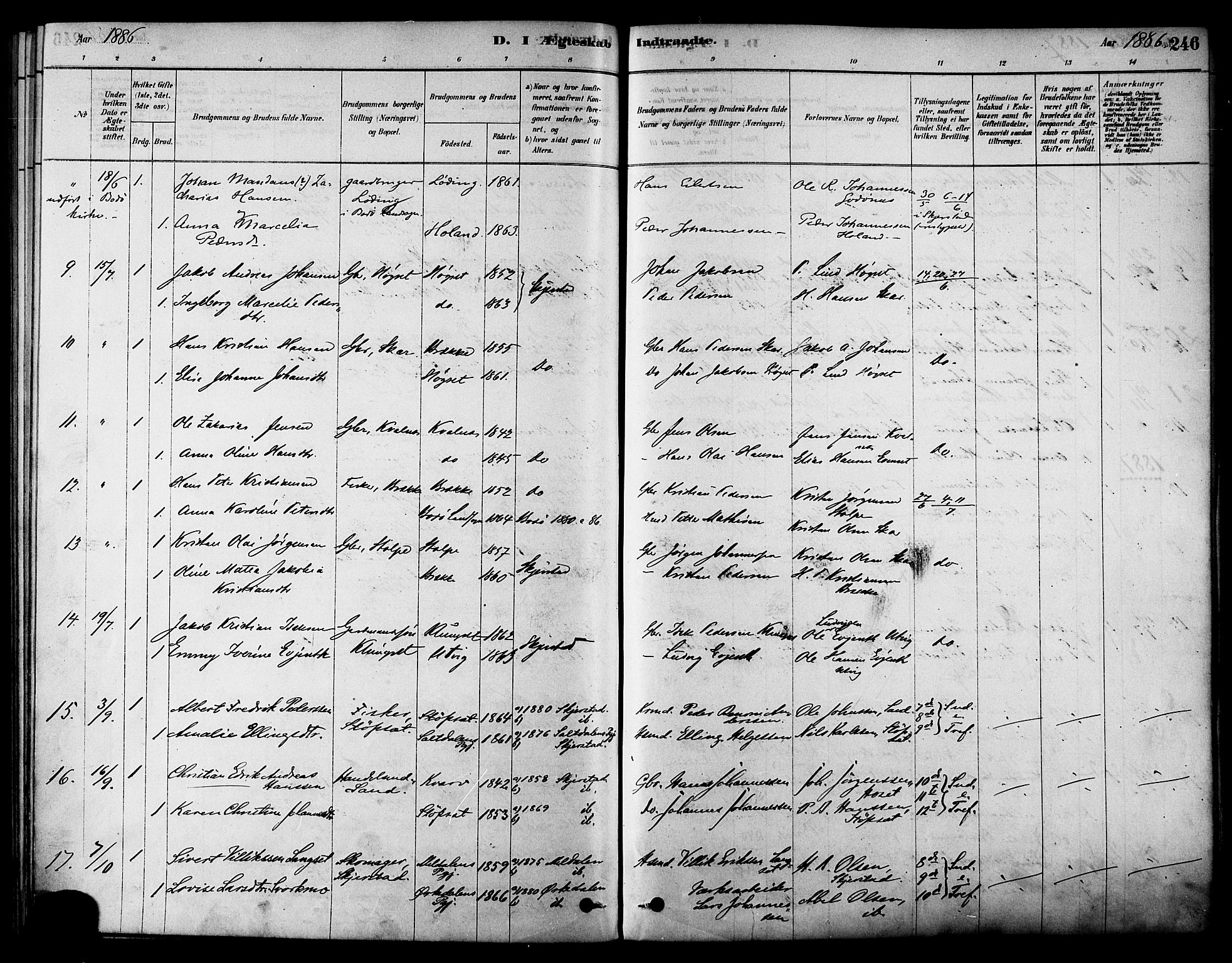 Ministerialprotokoller, klokkerbøker og fødselsregistre - Nordland, AV/SAT-A-1459/852/L0740: Parish register (official) no. 852A10, 1878-1894, p. 246