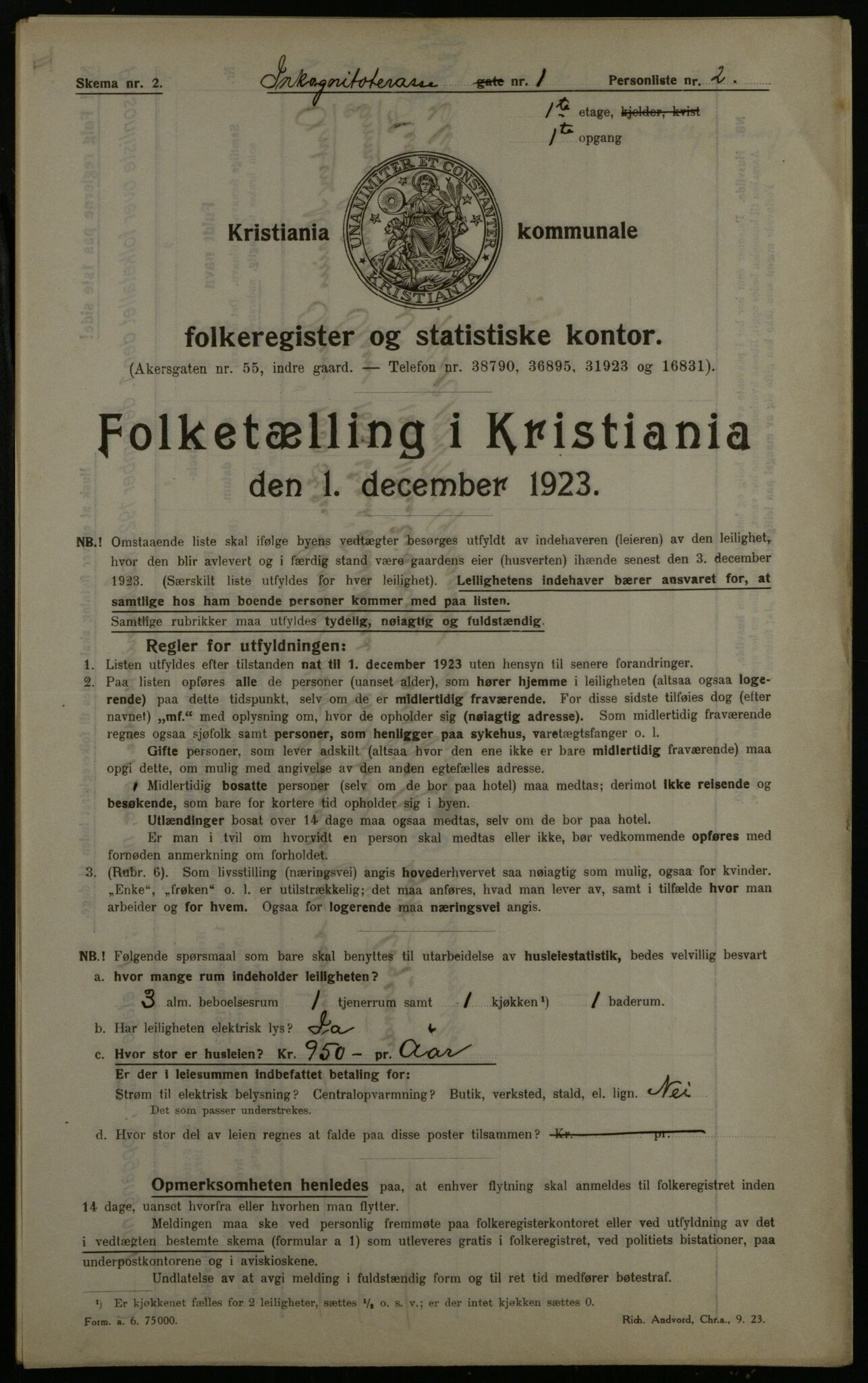 OBA, Municipal Census 1923 for Kristiania, 1923, p. 49510