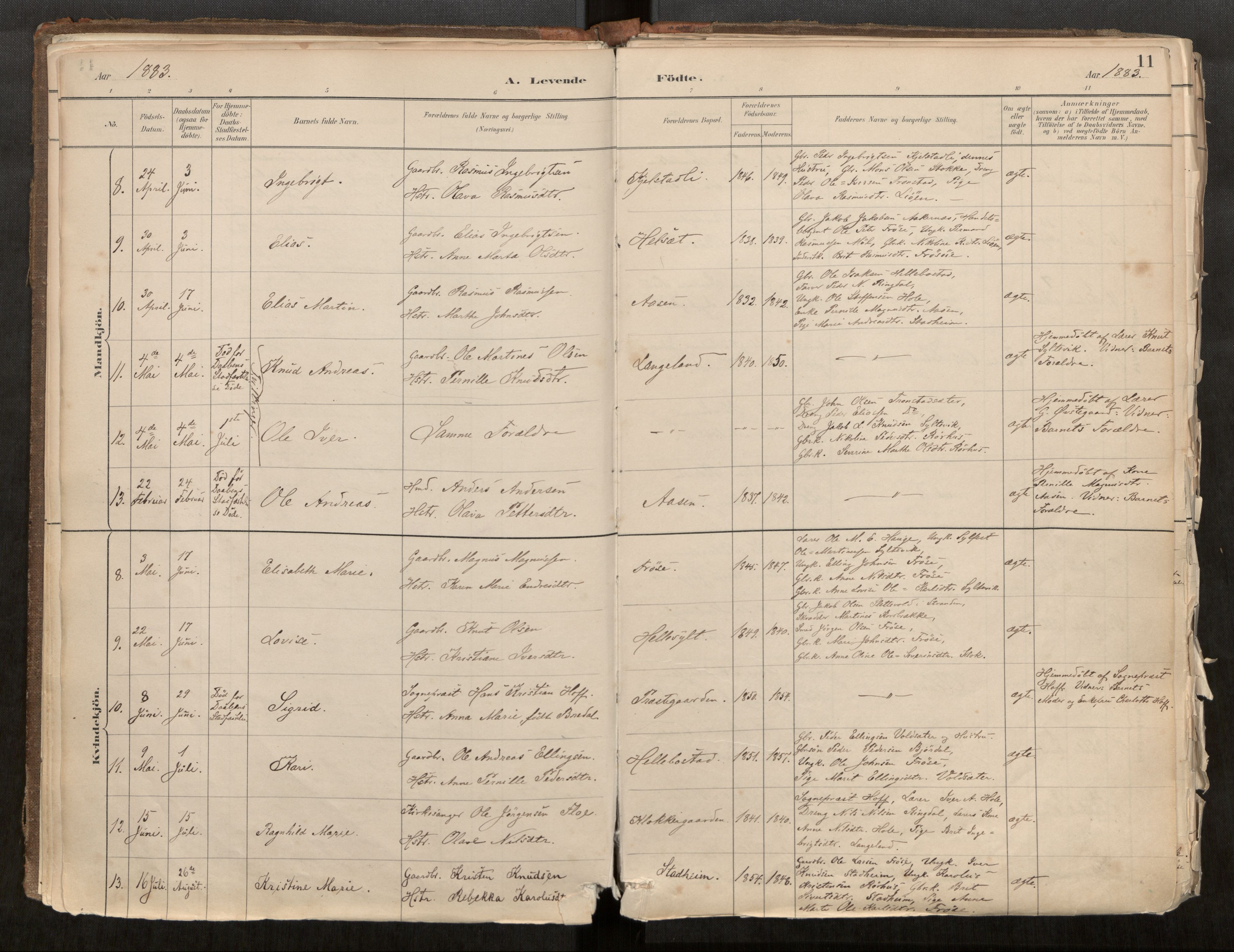 Sunnylven sokneprestkontor, AV/SAT-A-1007: Parish register (official) no. 517A08, 1882-1939, p. 11