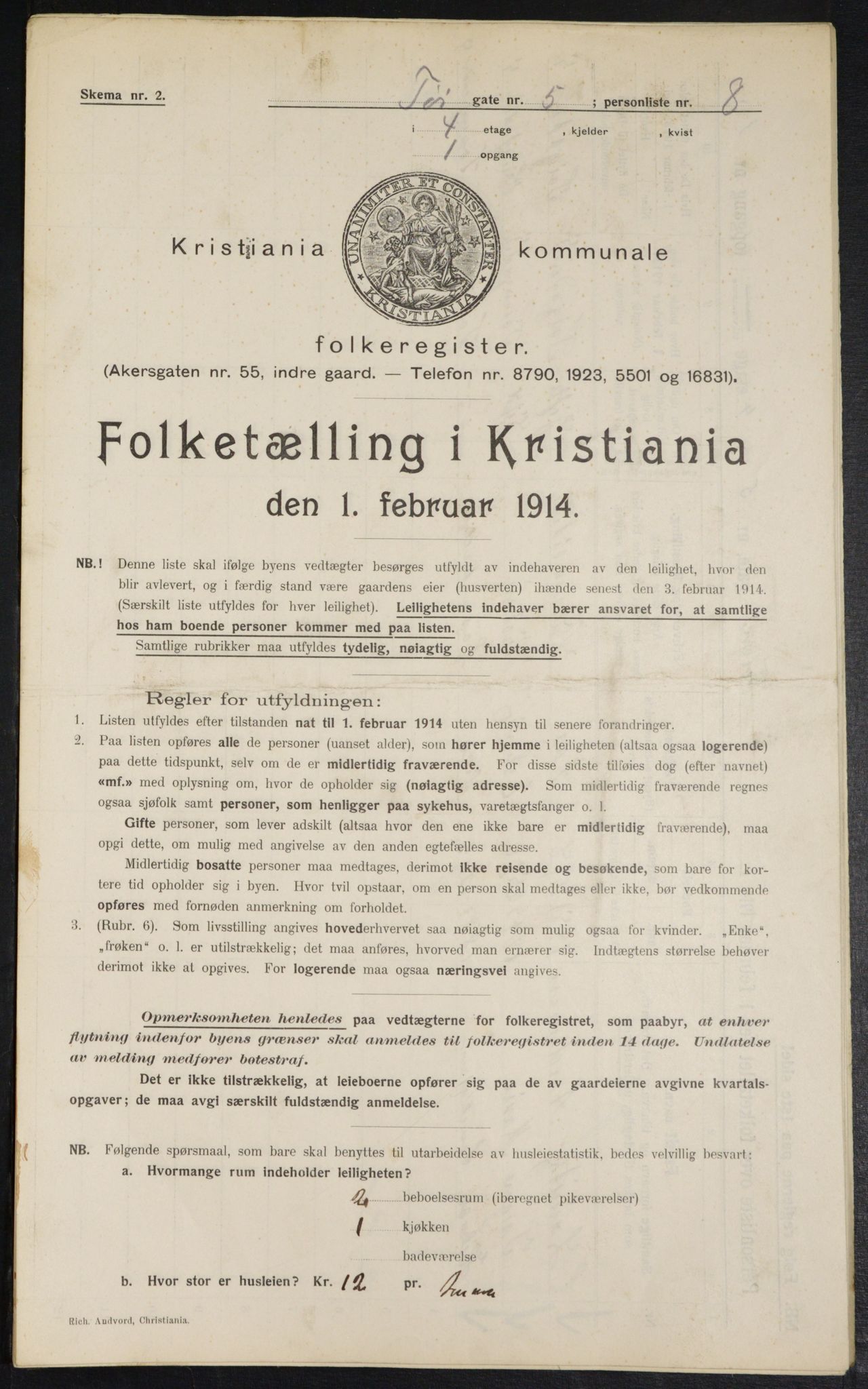 OBA, Municipal Census 1914 for Kristiania, 1914, p. 118304