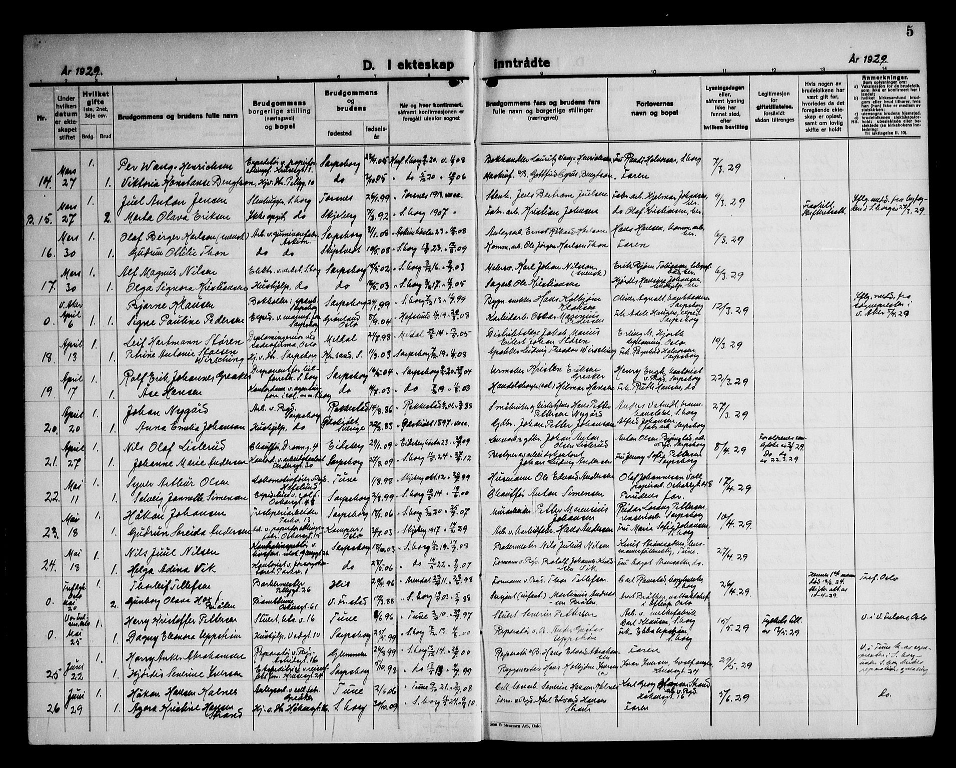 Sarpsborg prestekontor Kirkebøker, SAO/A-2006/G/Ga/L0004: Parish register (copy) no. 4, 1929-1949, p. 5