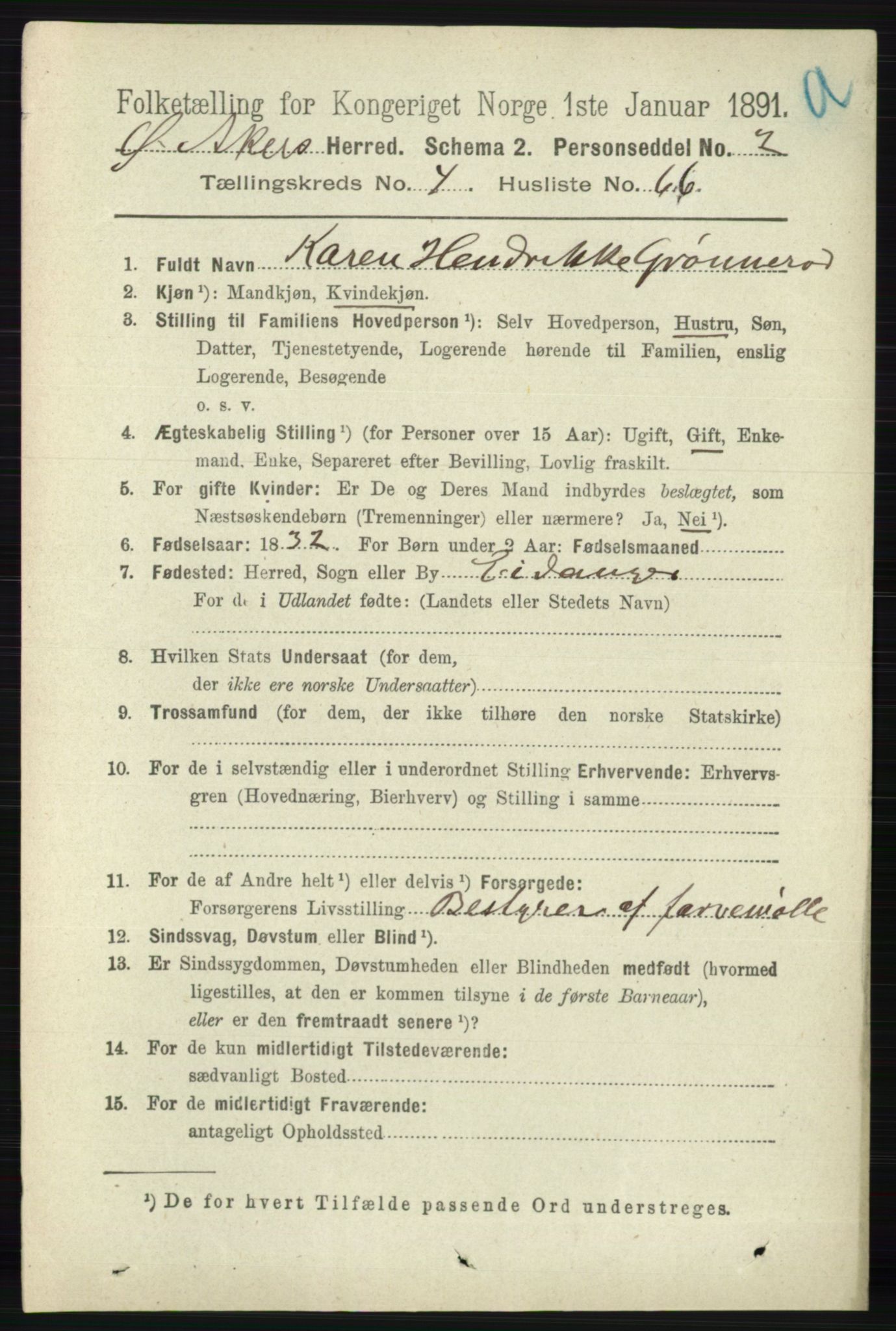 RA, 1891 census for 0218 Aker, 1891, p. 4886