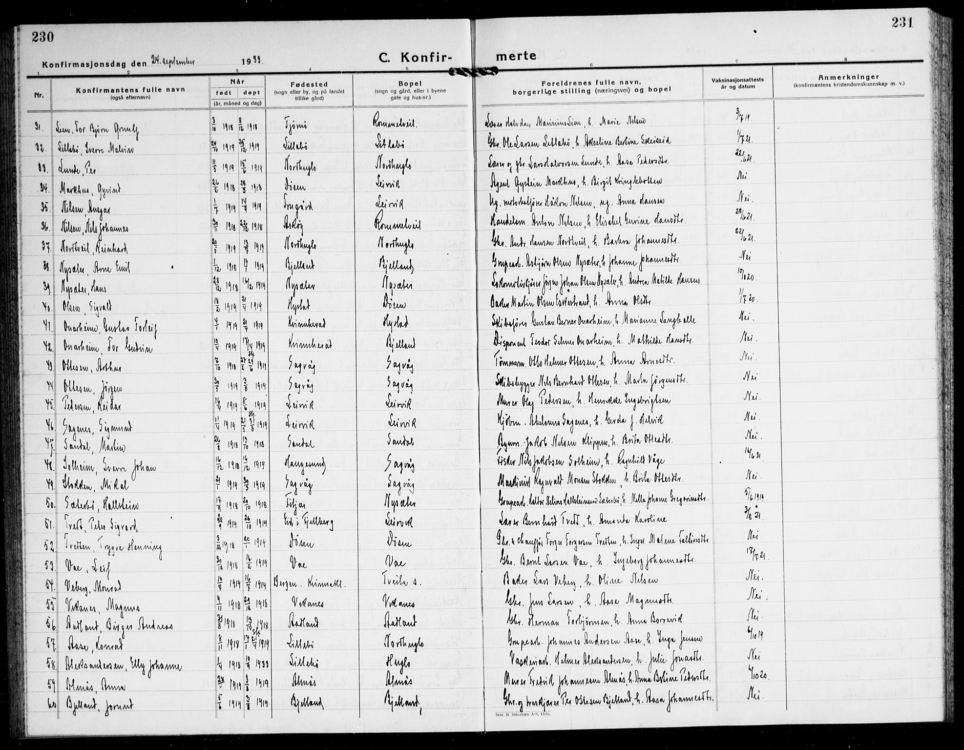 Stord sokneprestembete, SAB/A-78201/H/Hab: Parish register (copy) no. A 5, 1933-1945, p. 230-231