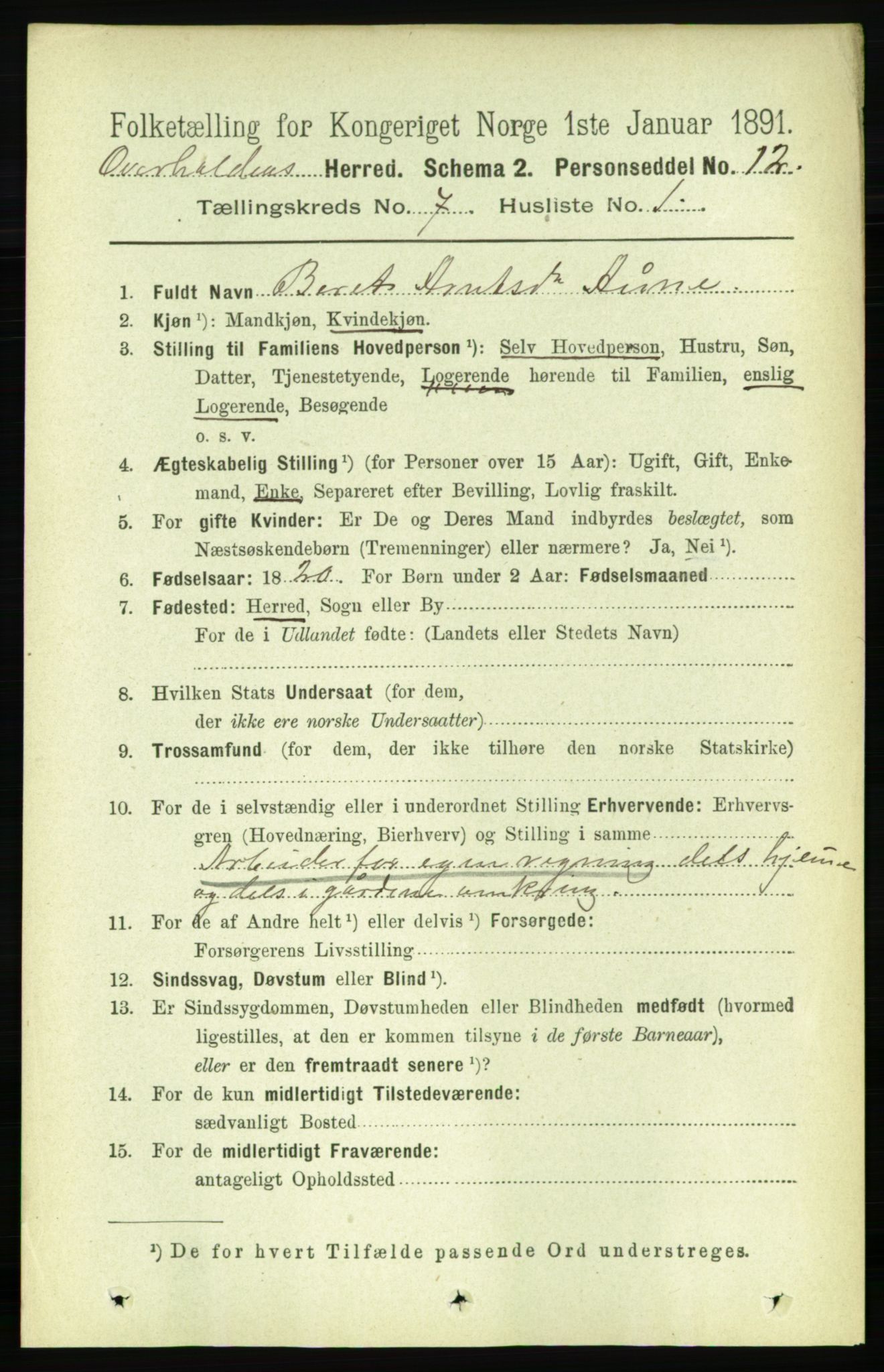 RA, 1891 census for 1744 Overhalla, 1891, p. 2650