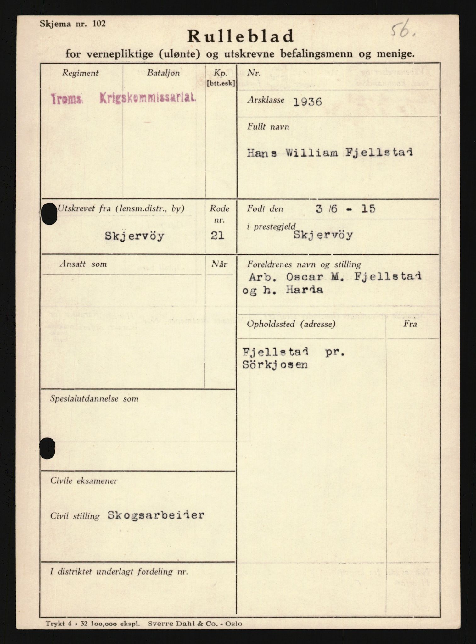 Forsvaret, Troms infanteriregiment nr. 16, AV/RA-RAFA-3146/P/Pa/L0020: Rulleblad for regimentets menige mannskaper, årsklasse 1936, 1936, p. 249