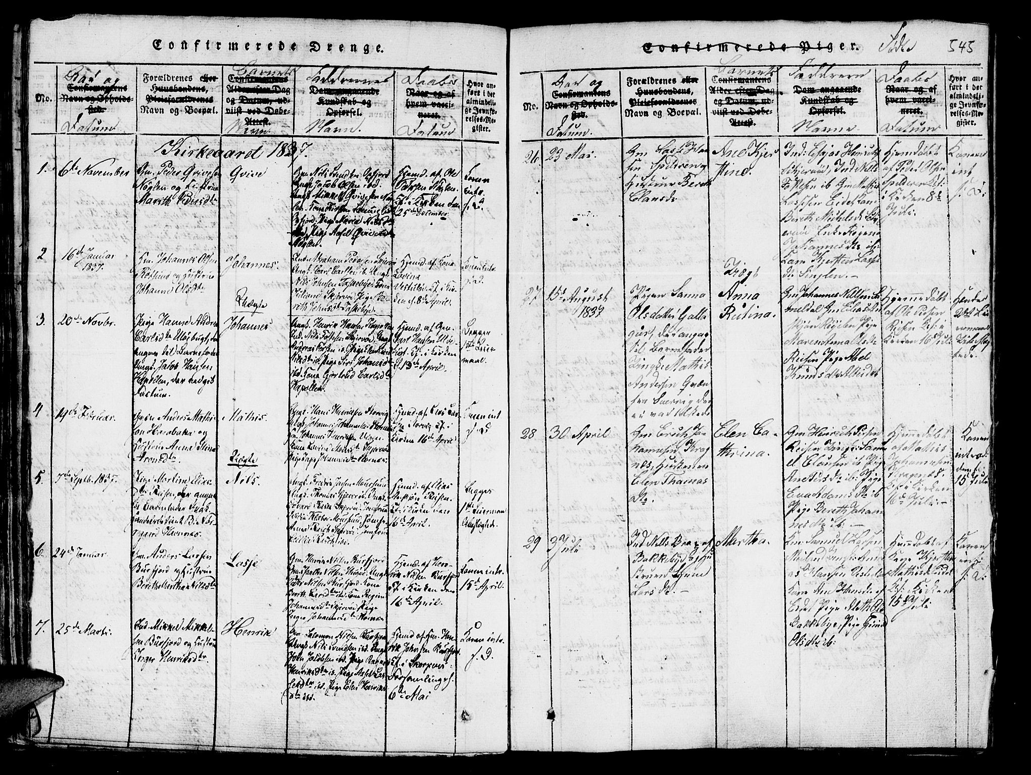 Skjervøy sokneprestkontor, AV/SATØ-S-1300/H/Ha/Haa/L0004kirke: Parish register (official) no. 4, 1820-1838, p. 544-545