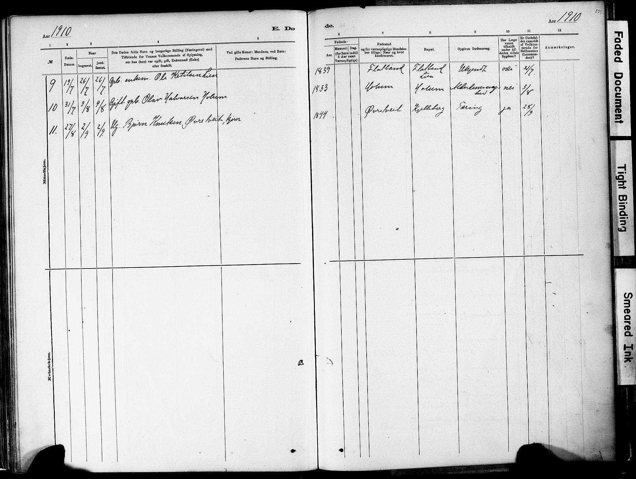 Valle sokneprestkontor, AV/SAK-1111-0044/F/Fa/Fac/L0009: Parish register (official) no. A 9, 1882-1913, p. 239