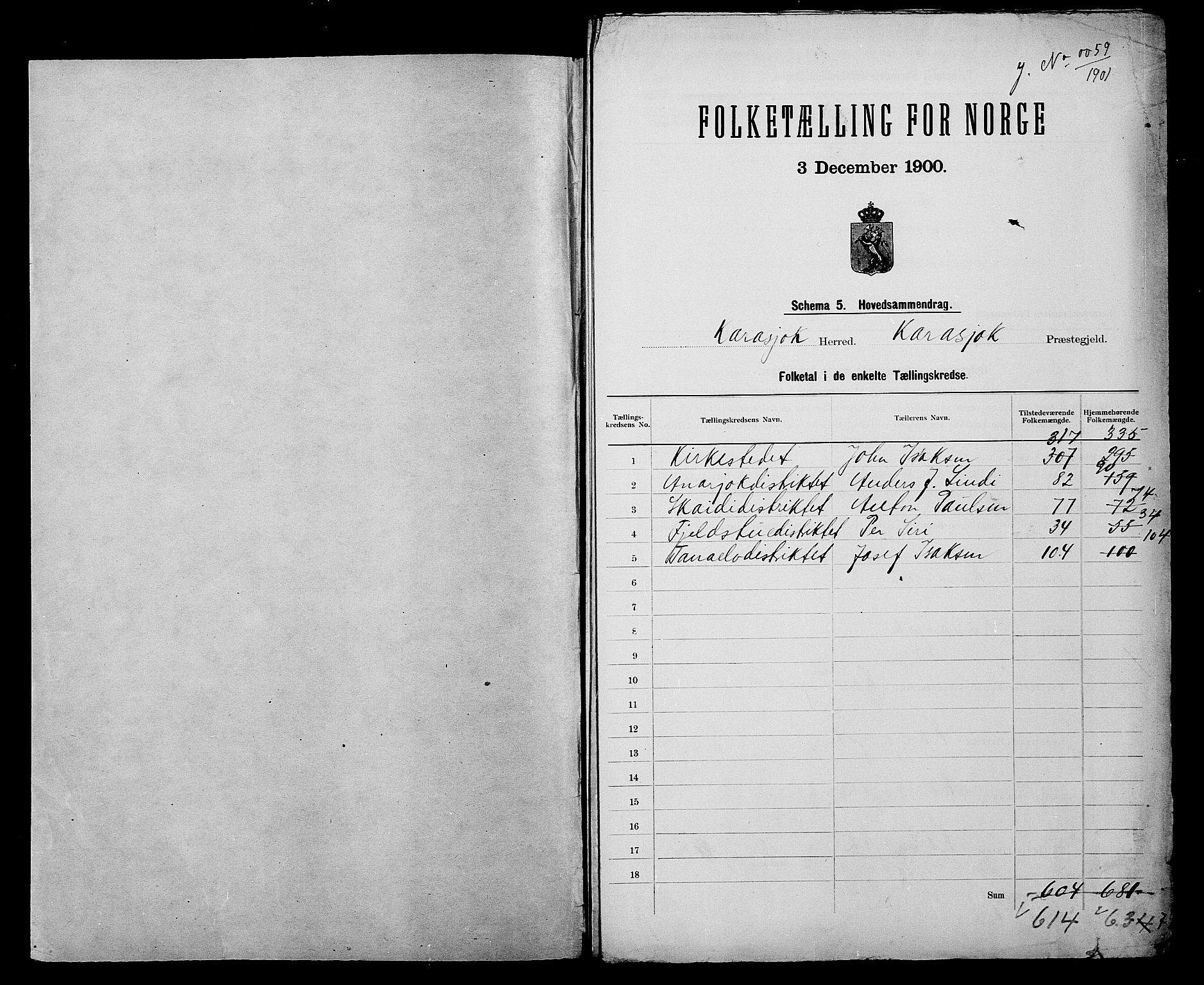 SATØ, 1900 census for Karasjok, 1900, p. 2