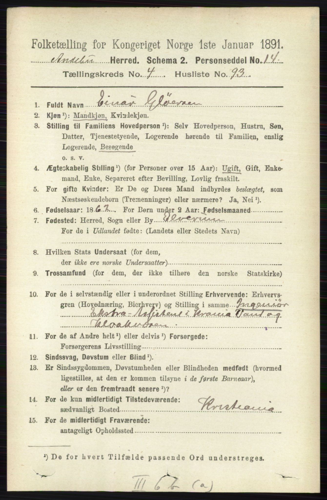 RA, 1891 census for 0719 Andebu, 1891, p. 2573