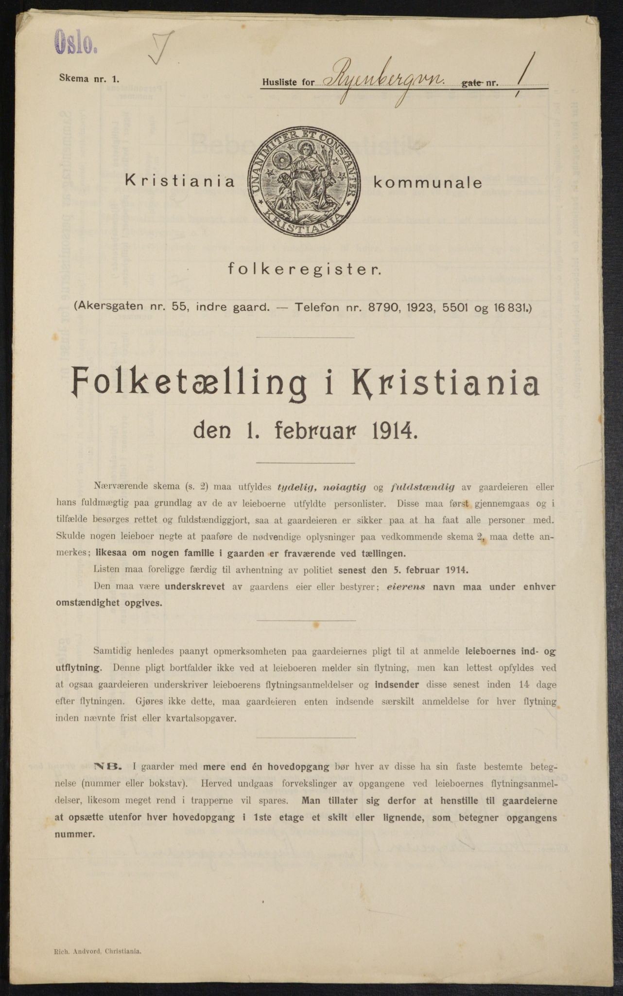 OBA, Municipal Census 1914 for Kristiania, 1914, p. 85480