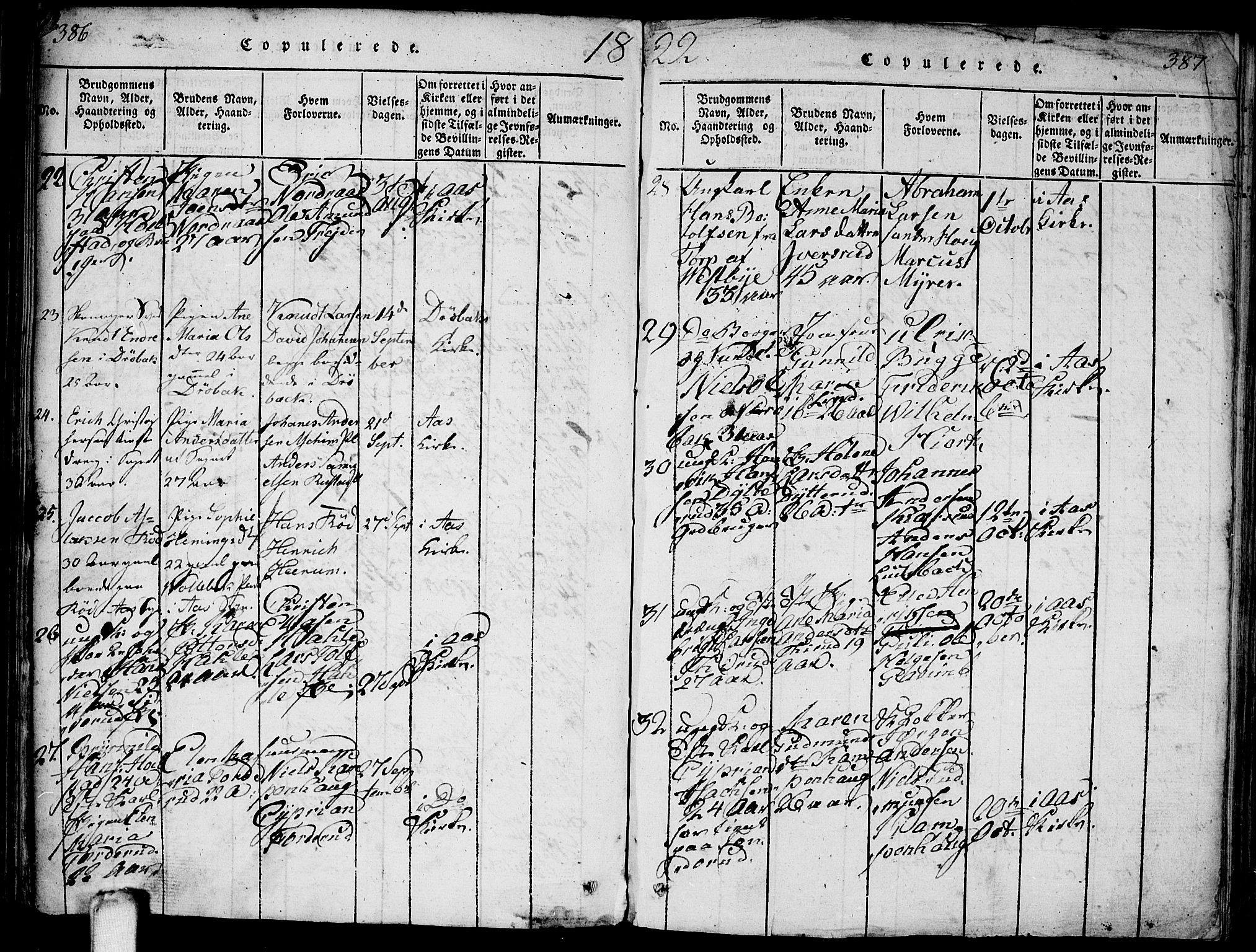Ås prestekontor Kirkebøker, SAO/A-10894/F/Fa/L0004: Parish register (official) no. I 4, 1818-1826, p. 386-387
