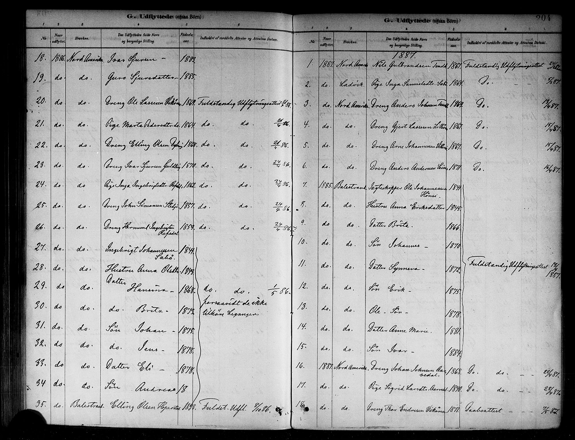 Vik sokneprestembete, SAB/A-81501: Parish register (official) no. B 1, 1878-1890, p. 204