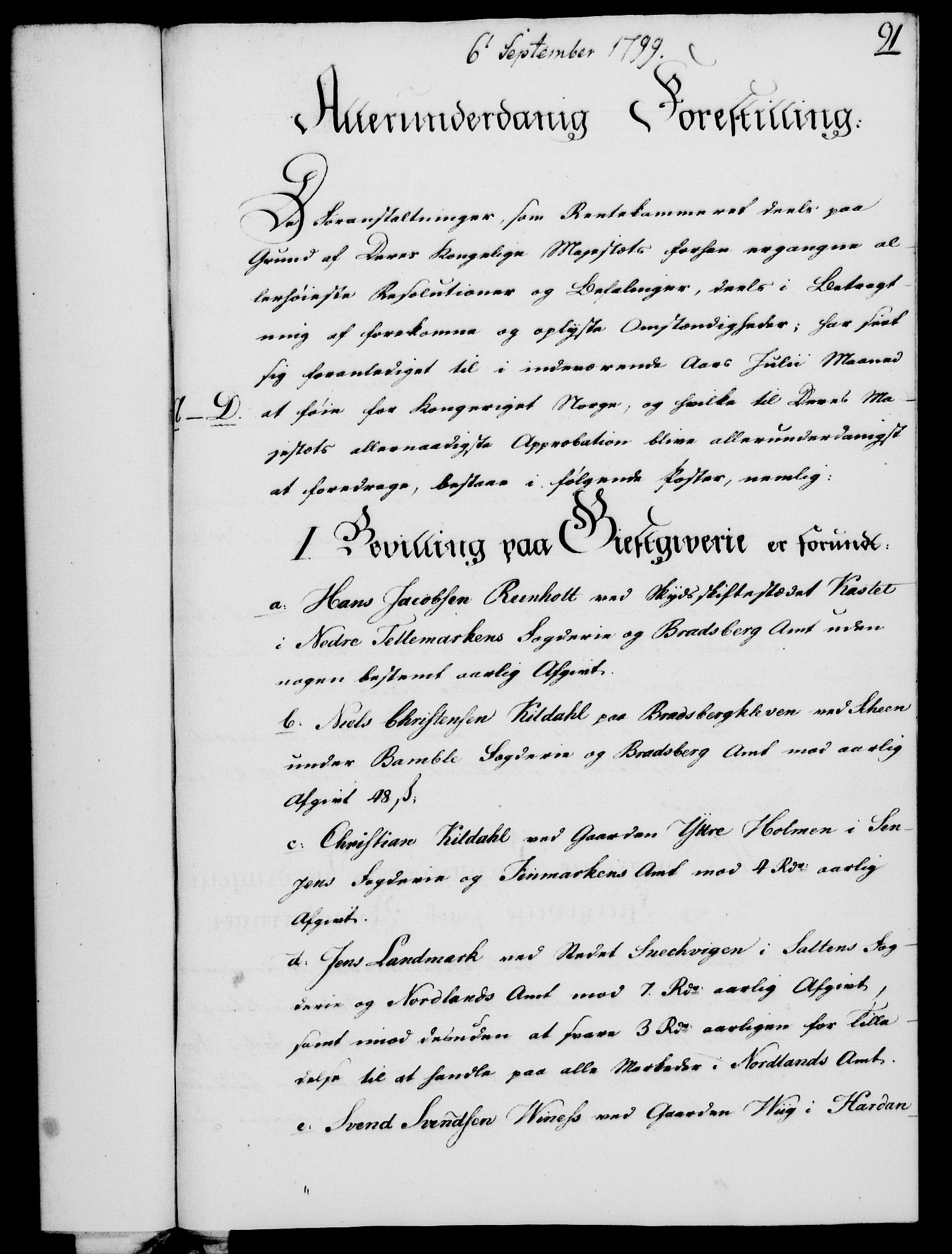 Rentekammeret, Kammerkanselliet, RA/EA-3111/G/Gf/Gfa/L0081: Norsk relasjons- og resolusjonsprotokoll (merket RK 52.81), 1799, p. 566