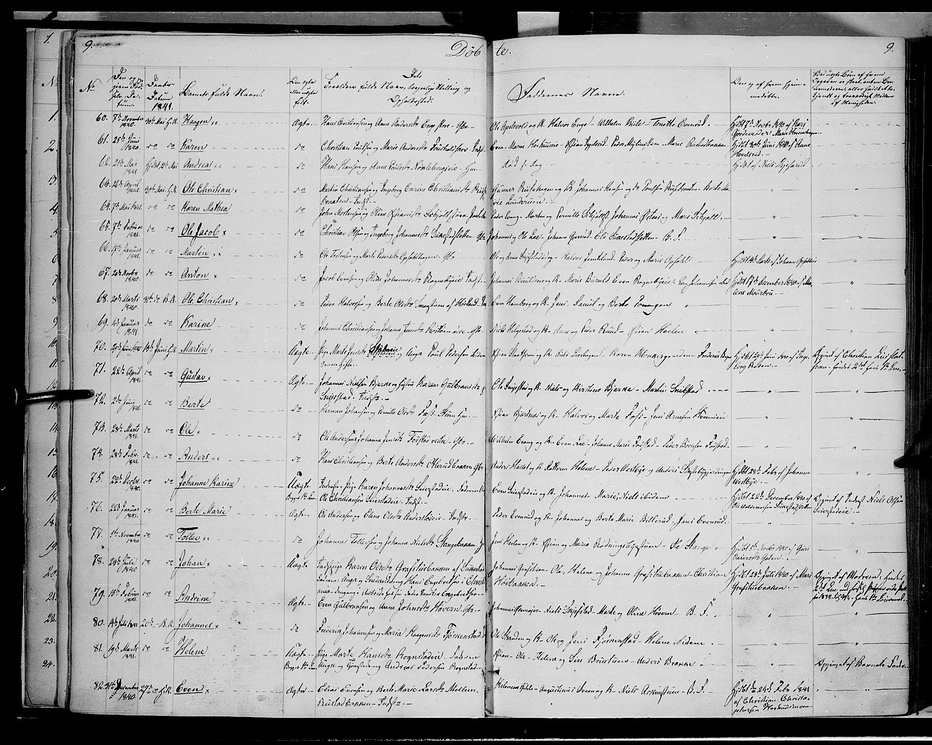 Østre Toten prestekontor, AV/SAH-PREST-104/H/Ha/Haa/L0002: Parish register (official) no. 2, 1840-1847, p. 9