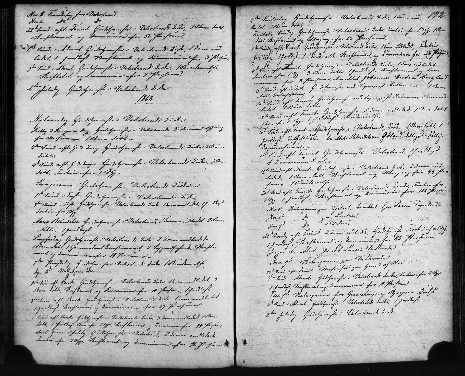 Sveio Sokneprestembete, SAB/A-78501/H/Haa: Parish register (official) no. C 1, 1862-1880, p. 192
