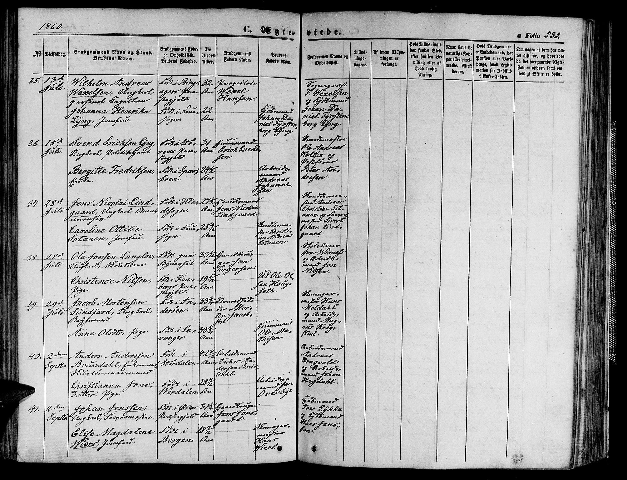 Ministerialprotokoller, klokkerbøker og fødselsregistre - Sør-Trøndelag, AV/SAT-A-1456/602/L0139: Parish register (copy) no. 602C07, 1859-1864, p. 232