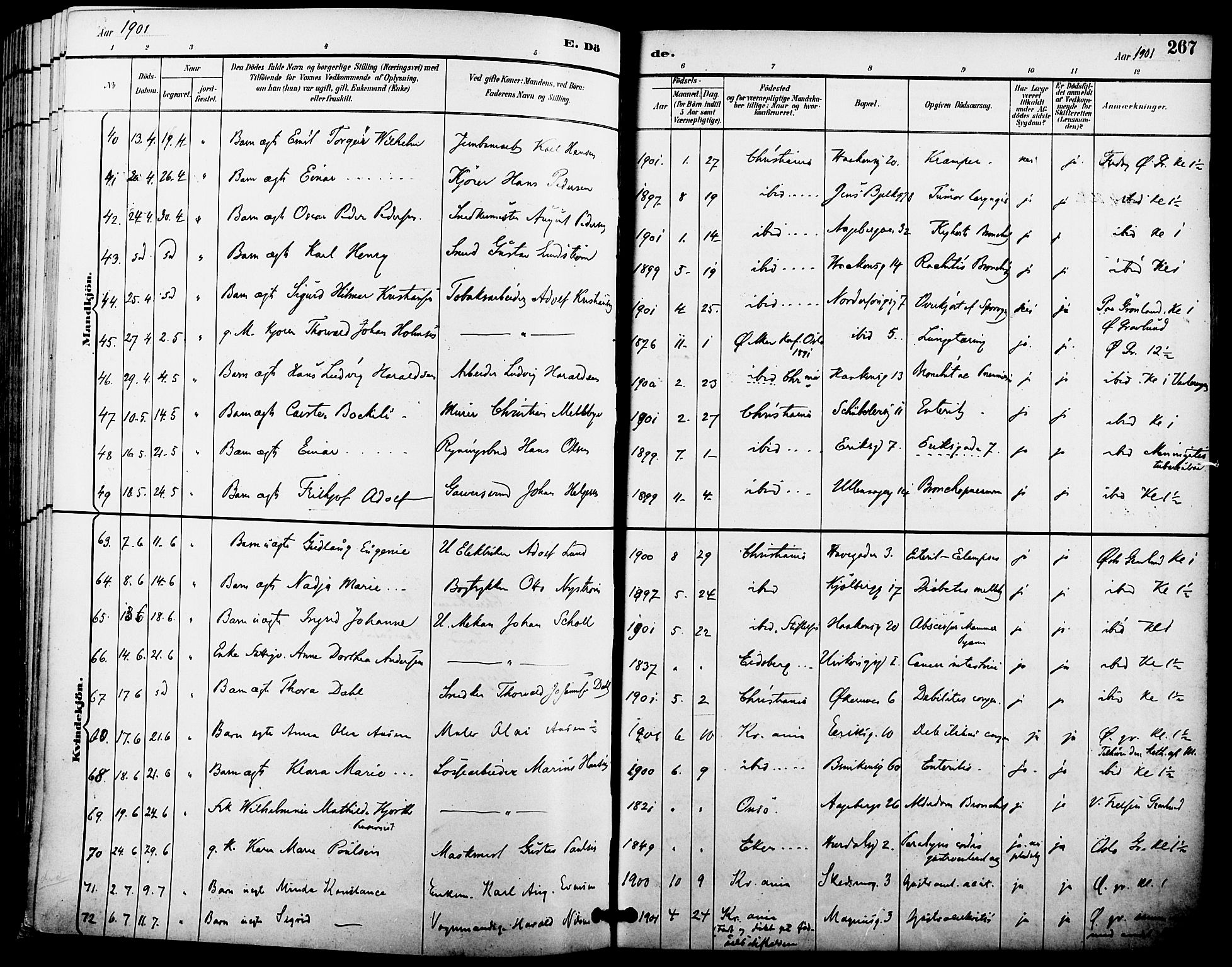 Kampen prestekontor Kirkebøker, SAO/A-10853/F/Fa/L0008: Parish register (official) no. I 8, 1892-1902, p. 267