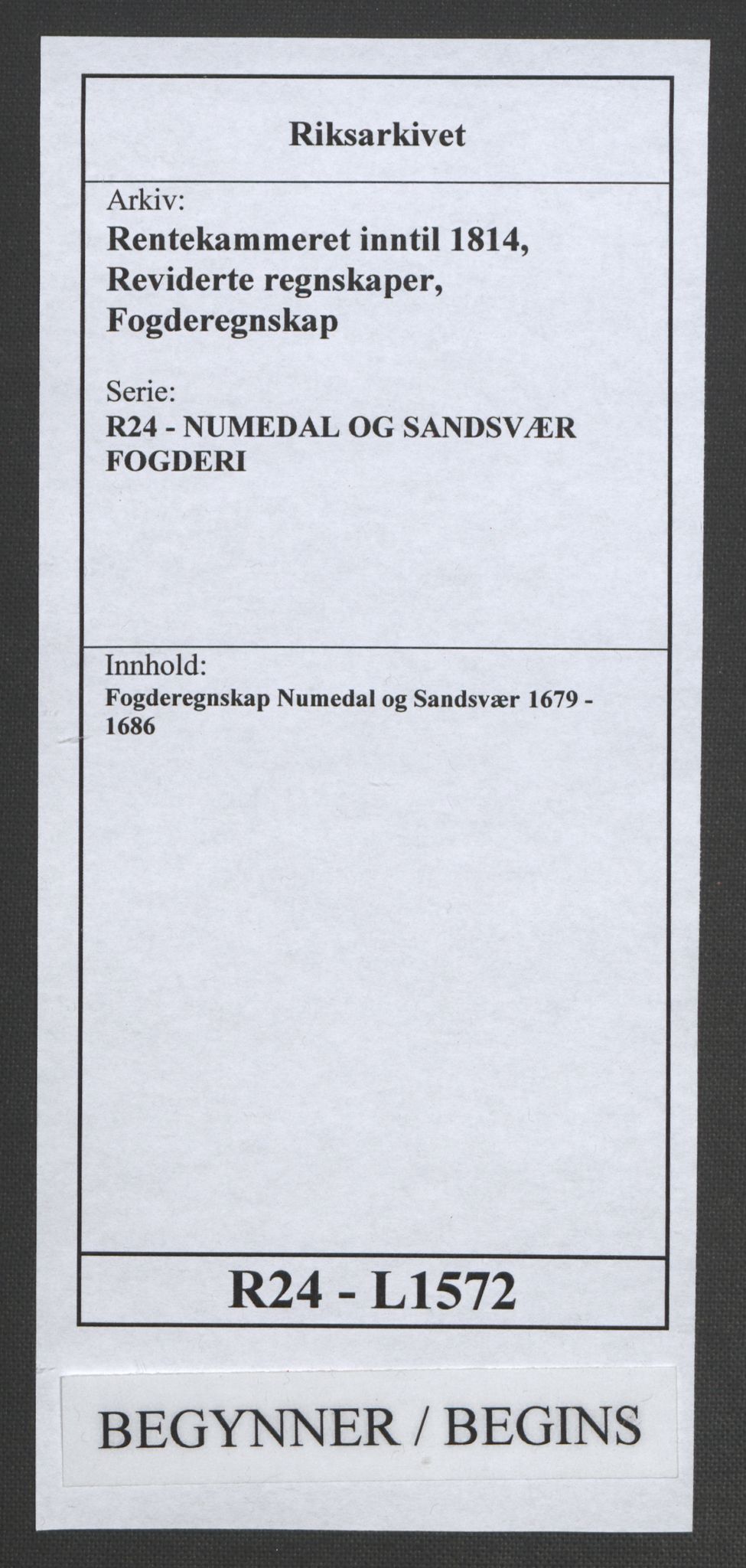 Rentekammeret inntil 1814, Reviderte regnskaper, Fogderegnskap, RA/EA-4092/R24/L1572: Fogderegnskap Numedal og Sandsvær, 1679-1686, p. 1