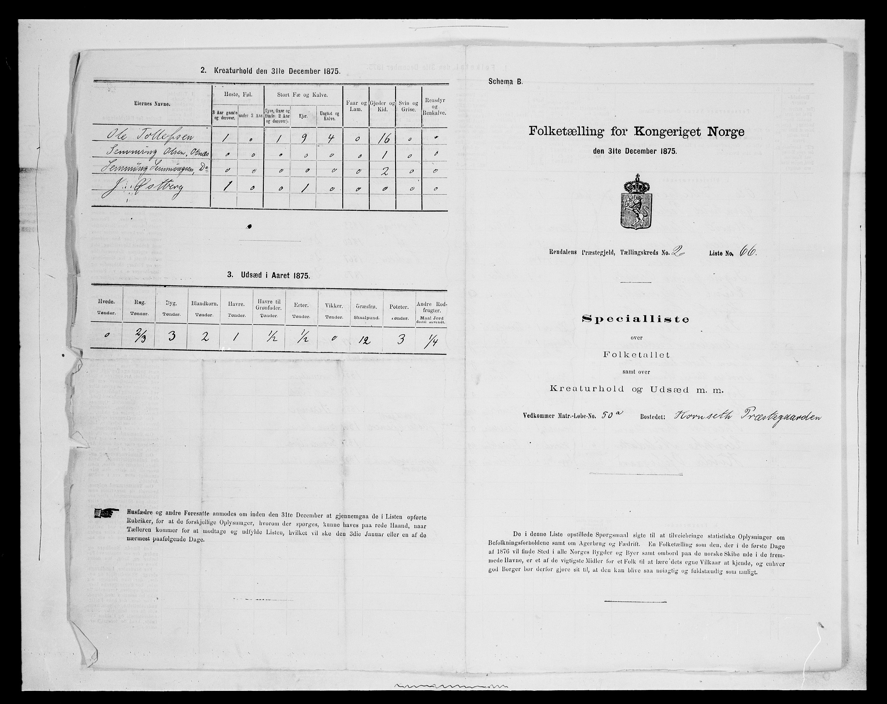 SAH, 1875 census for 0432P Rendalen, 1875, p. 343