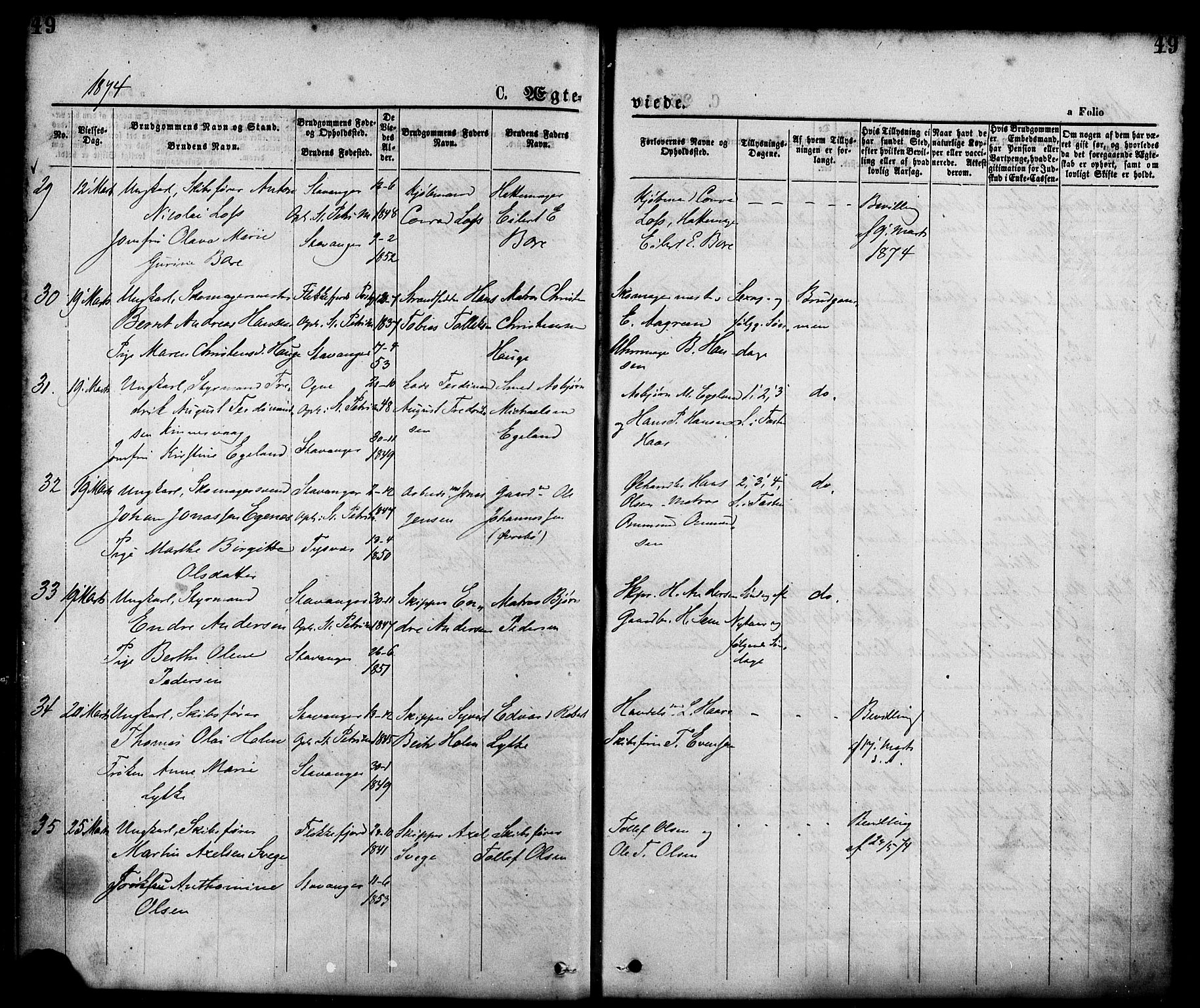 St. Petri sokneprestkontor, AV/SAST-A-101813/001/30/30BA/L0010: Parish register (official) no. A 10, 1869-1878, p. 49