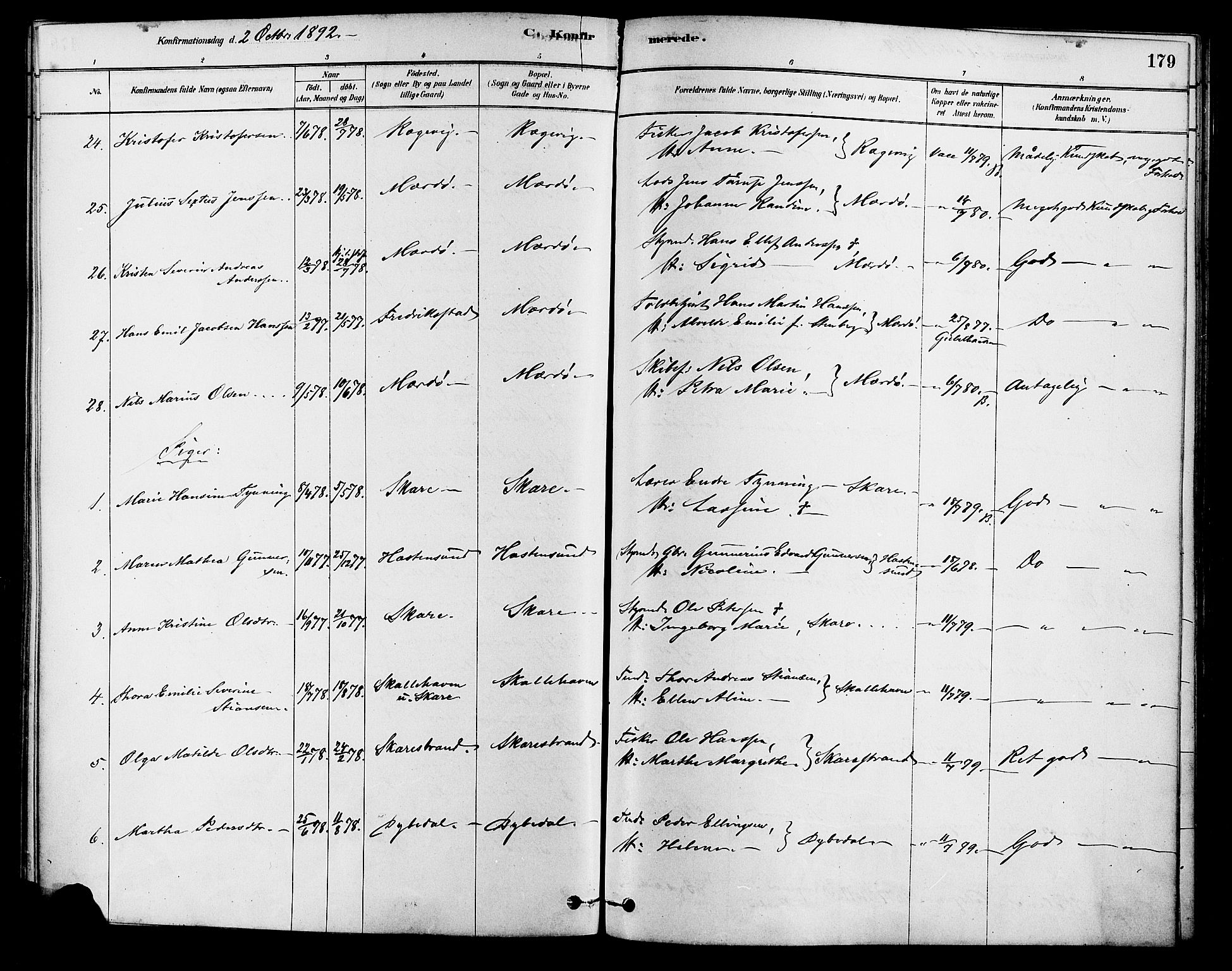 Tromøy sokneprestkontor, AV/SAK-1111-0041/F/Fa/L0009: Parish register (official) no. A 9, 1878-1896, p. 179