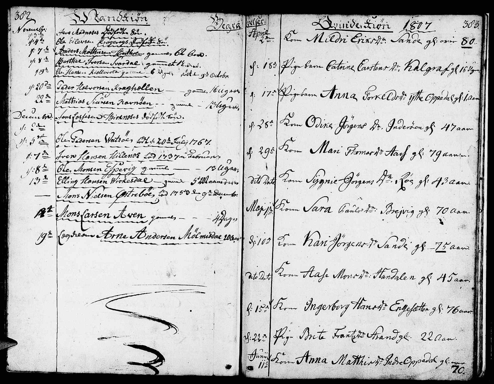 Gulen sokneprestembete, SAB/A-80201/H/Haa/Haaa/L0016: Parish register (official) no. A 16, 1798-1808, p. 382-383