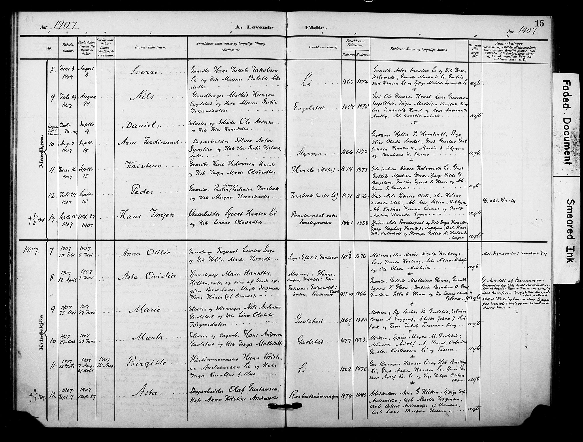 Lardal kirkebøker, AV/SAKO-A-350/F/Fb/L0002: Parish register (official) no. II 2, 1903-1911, p. 15