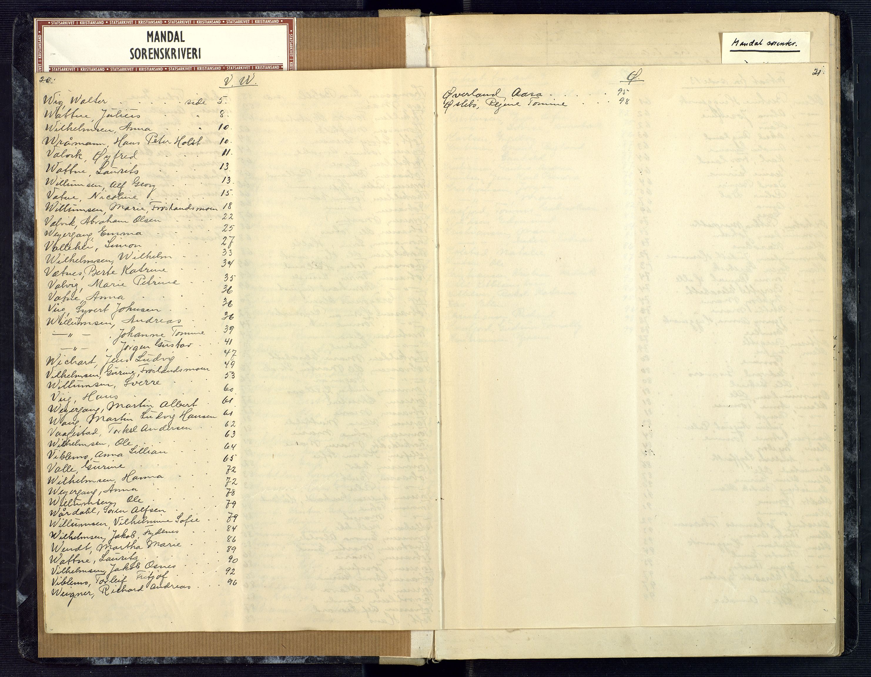 Mandal sorenskriveri, AV/SAK-1221-0005/001/H/Ha/L0006: Dødsfall Mandal prestegjeld nr 5, 1908-1920, p. 20-21