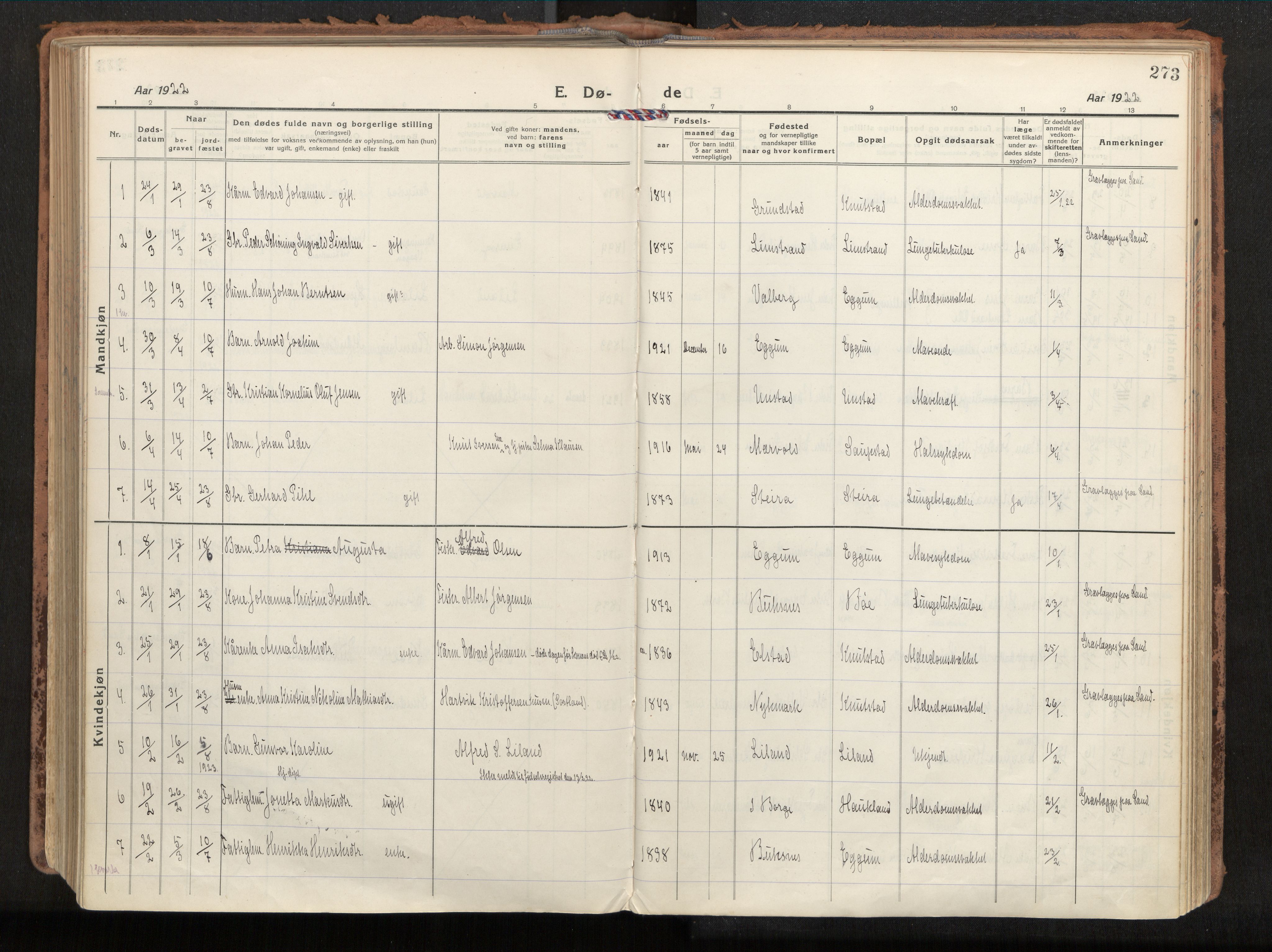 Ministerialprotokoller, klokkerbøker og fødselsregistre - Nordland, AV/SAT-A-1459/880/L1136: Parish register (official) no. 880A10, 1919-1927, p. 273