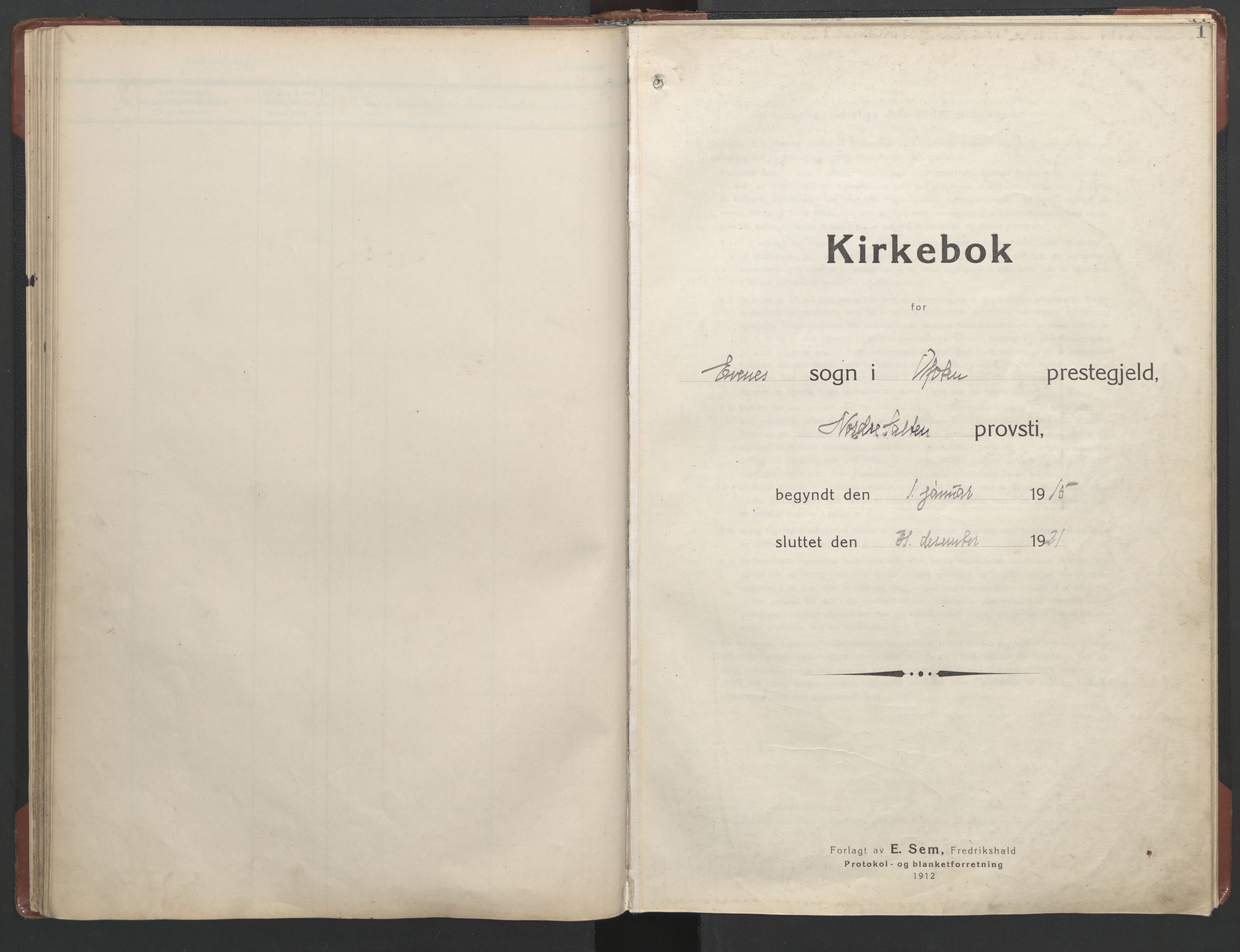 Ministerialprotokoller, klokkerbøker og fødselsregistre - Nordland, SAT/A-1459/863/L0918: Parish register (copy) no. 863C08, 1906-1921, p. 1