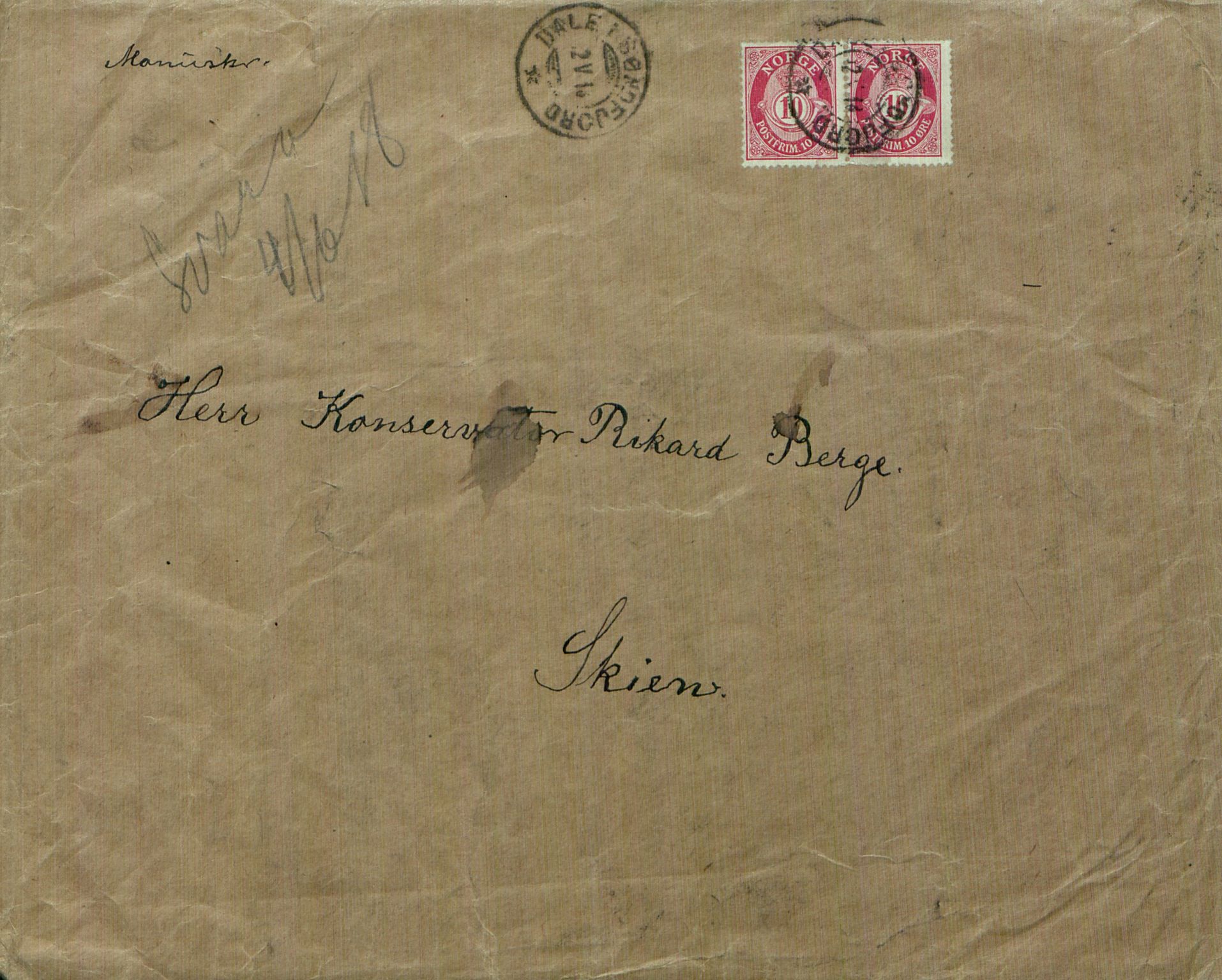Rikard Berge, TEMU/TGM-A-1003/F/L0011/0014: 381-399 / 394 Brev og optegnelser av Nikka Vonen, Dale, 1910-1950